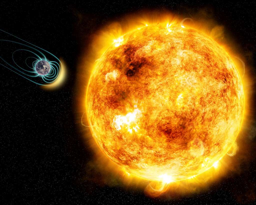 Il y a 4 milliards d’années, les « supertempêtes » du jeune Soleil bousculaient la magnétosphère terrestre jusqu’à 10 fois par jour. © M. Weiss, CfA