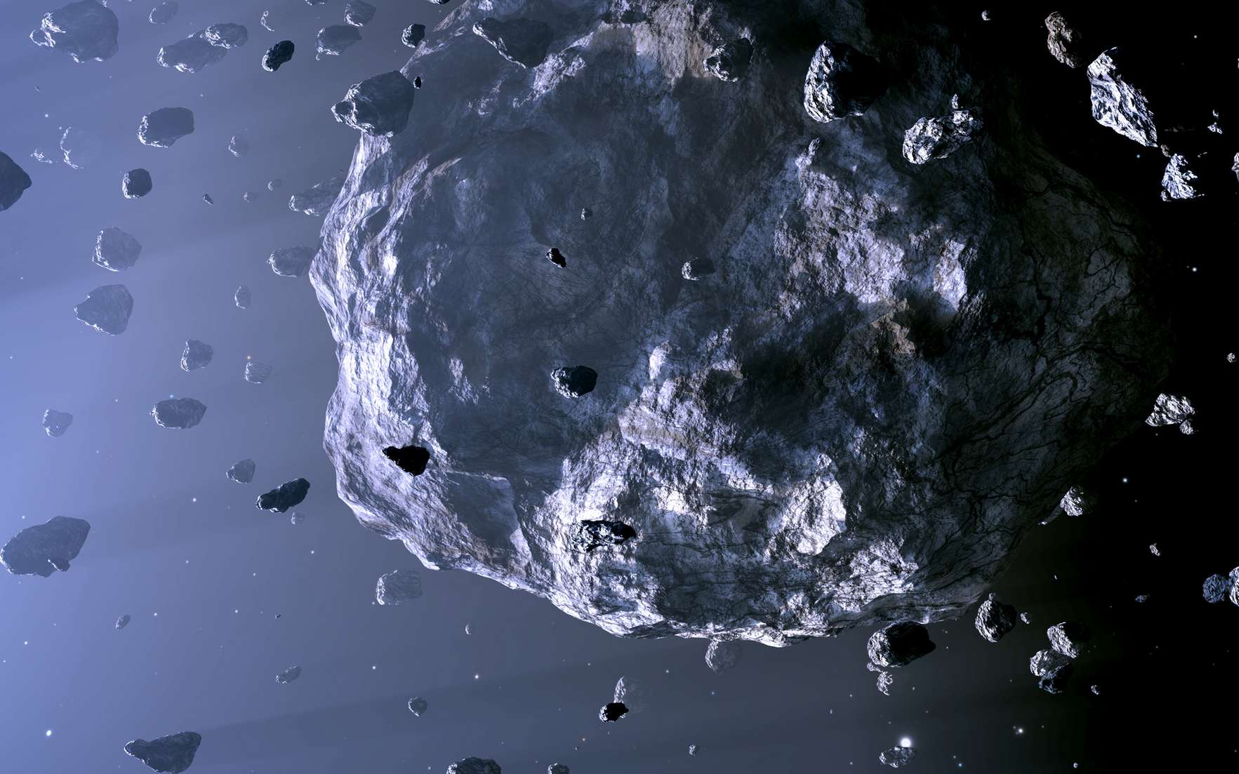 Illustration de fragments d’une comète se déplaçant en essaim. © Peter Jurik, Fotolia