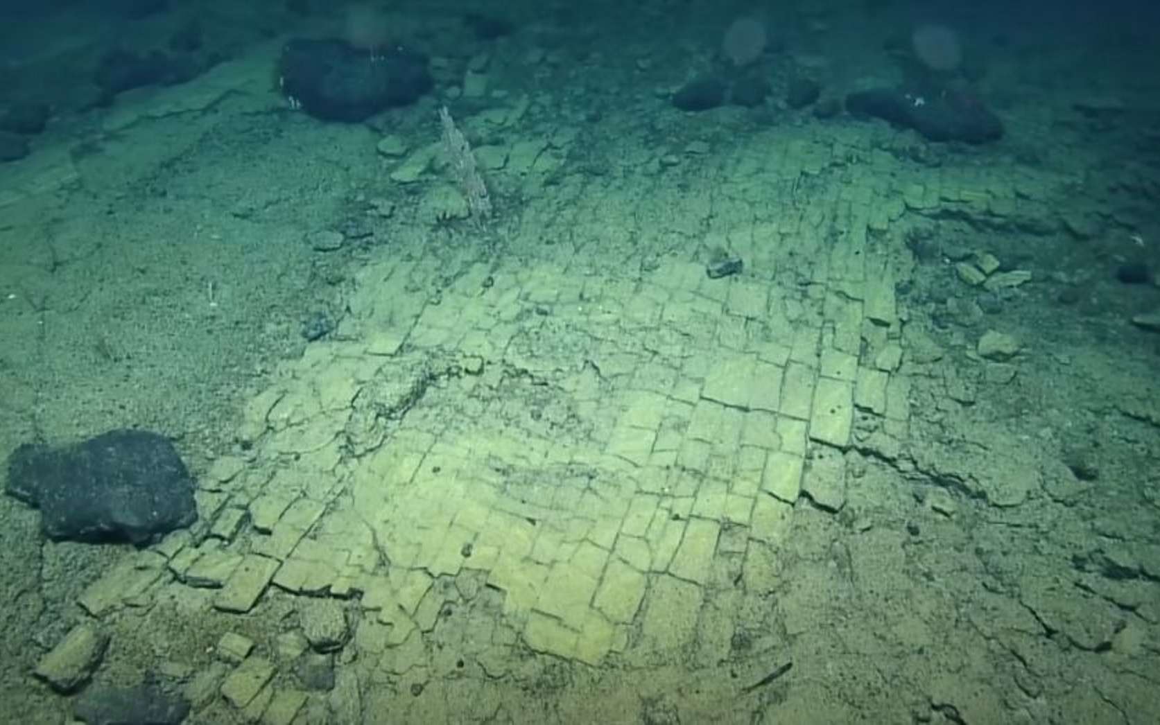 Un chemin pavé de briques au fond de l'océan ? © The Ocean Exploration Trust, E/V Nautilus, YouTube Screenshot