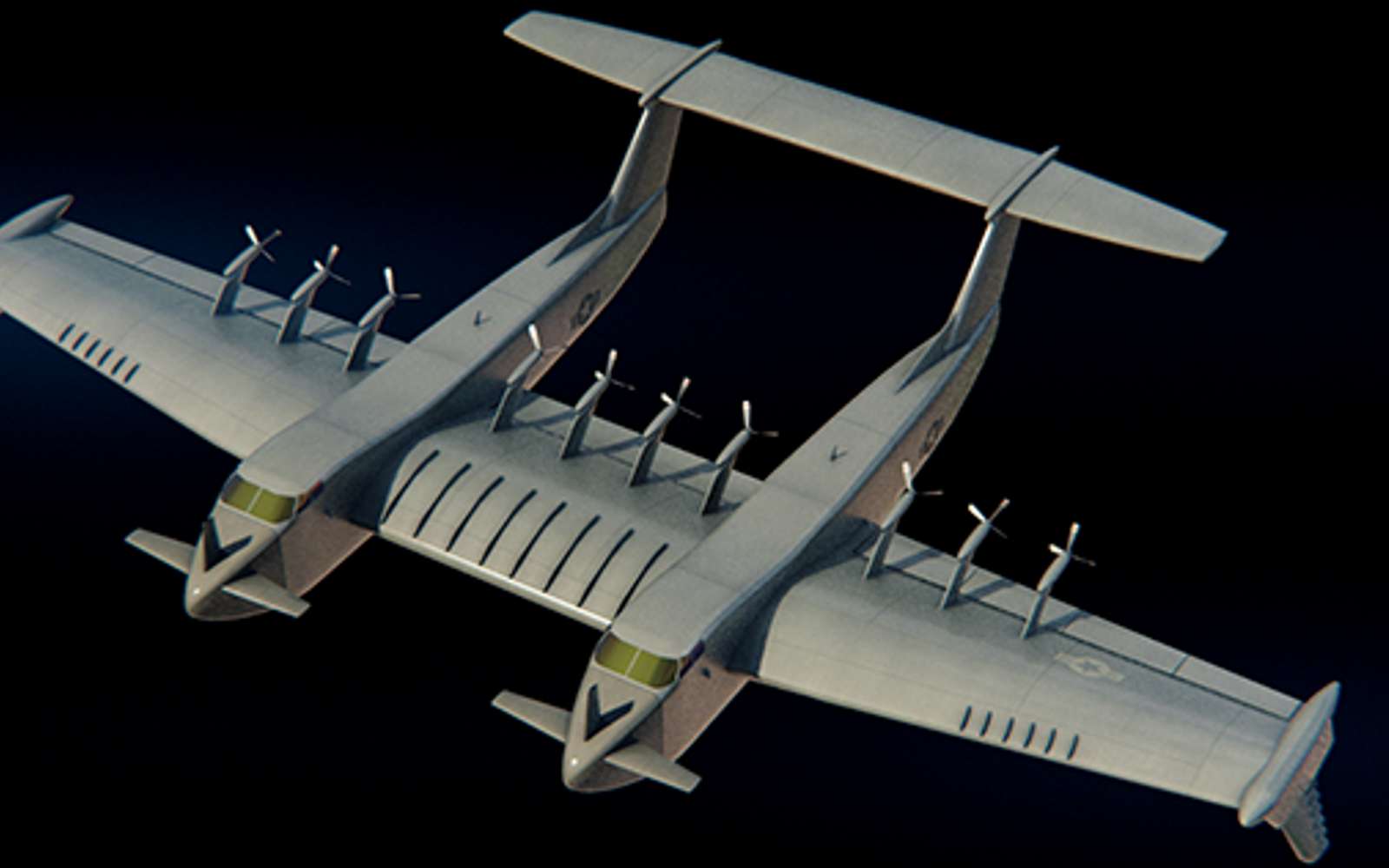 Maquette de l'avion-cargo à effet de sol de la Darpa. © Darpa