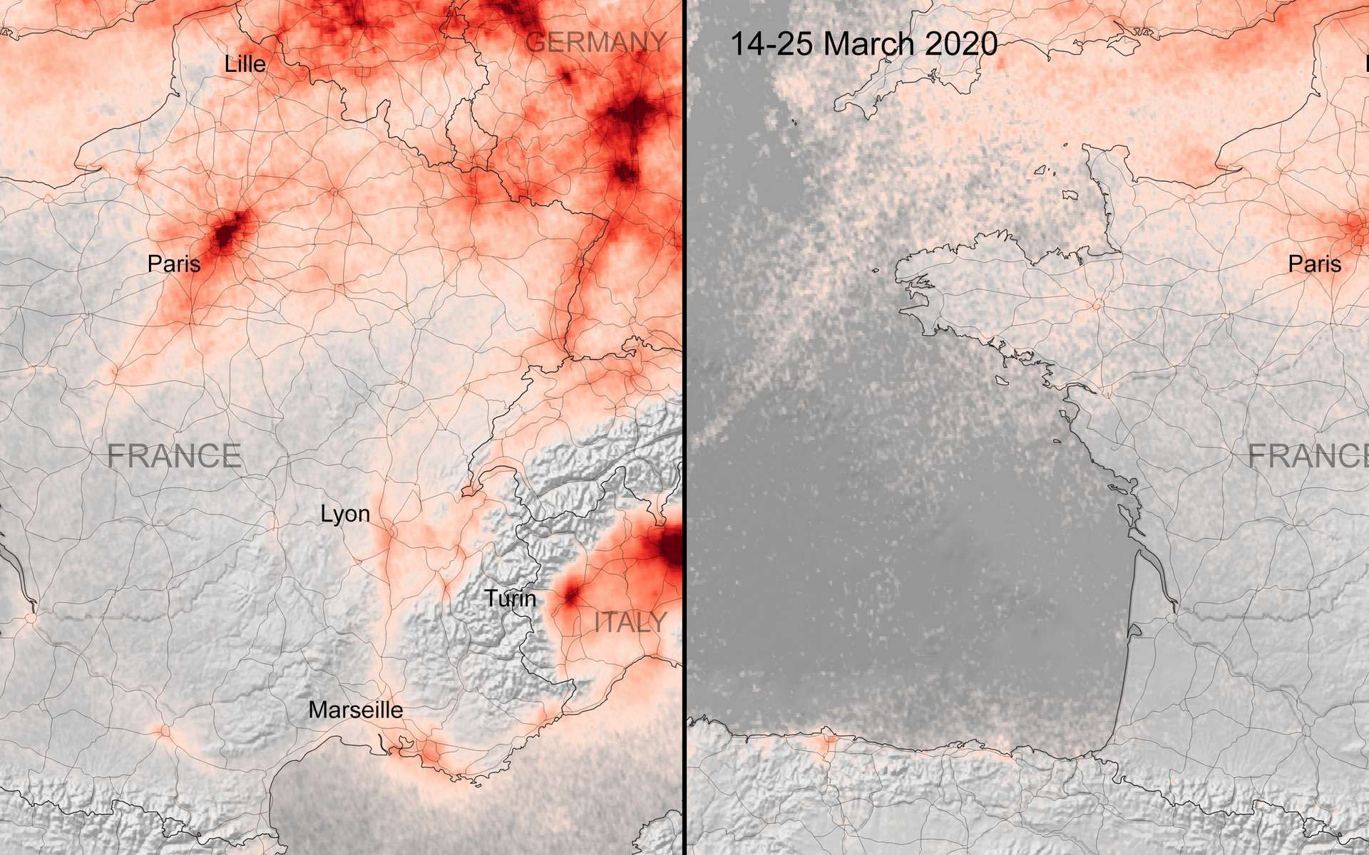 La chute spectaculaire de la pollution de l'air au-dessus de l'Europe vue de l'espace