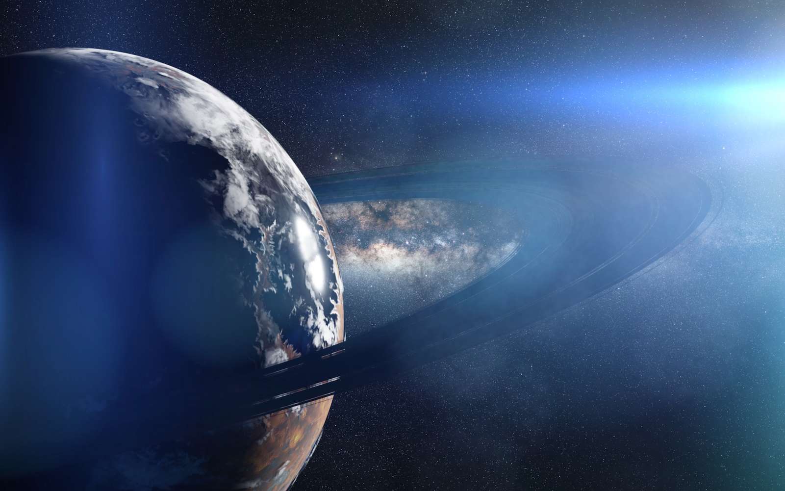 Illustration d'une exoplanète habitée. © dottedyeti, Adobe Stock
