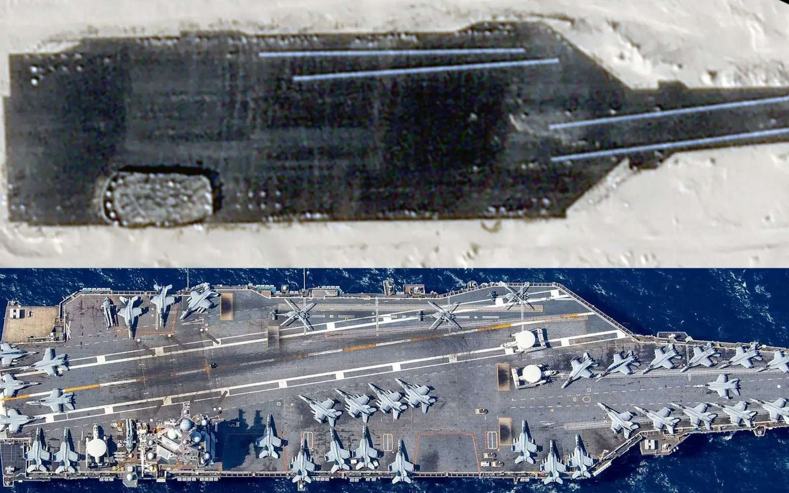Des images satellites révèlent une maquette à taille réelle d'un porte-avions américain dans le désert en Chine