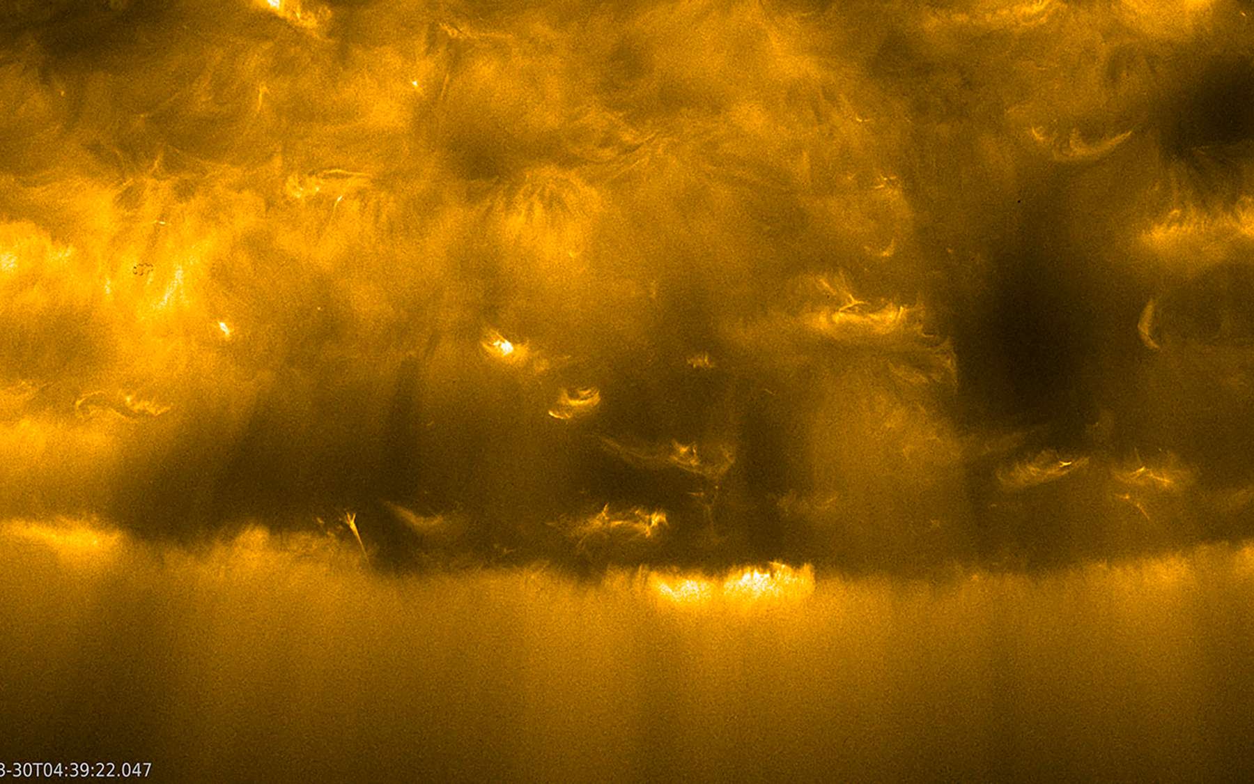 Image la plus résolue jamais réalisée du pôle Sud du Soleil par la sonde Solar Orbiter le 30 mars 2022. © ESA & Nasa, Solar Orbiter, EUI Team
