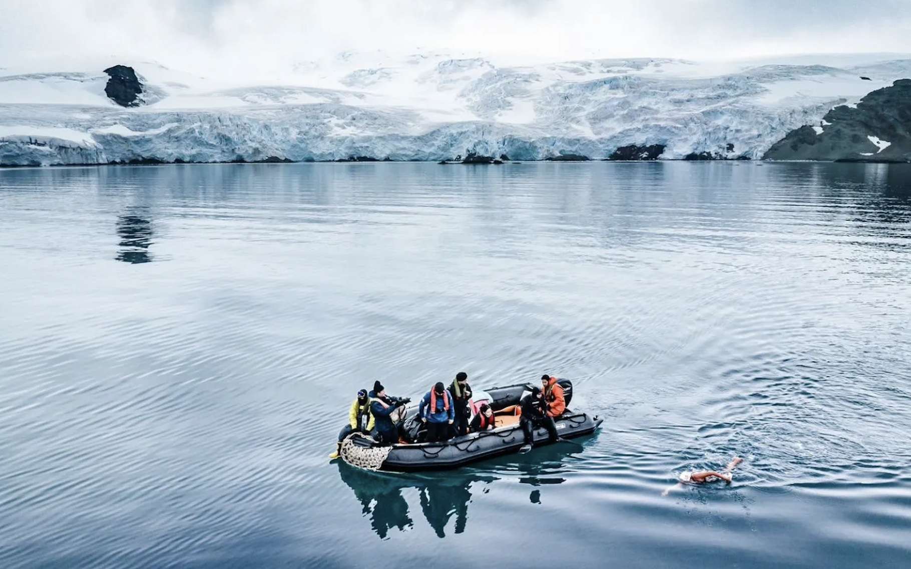 Elle nage plus de 45 minutes dans les eaux glacées de l'Antarctique pour une cause