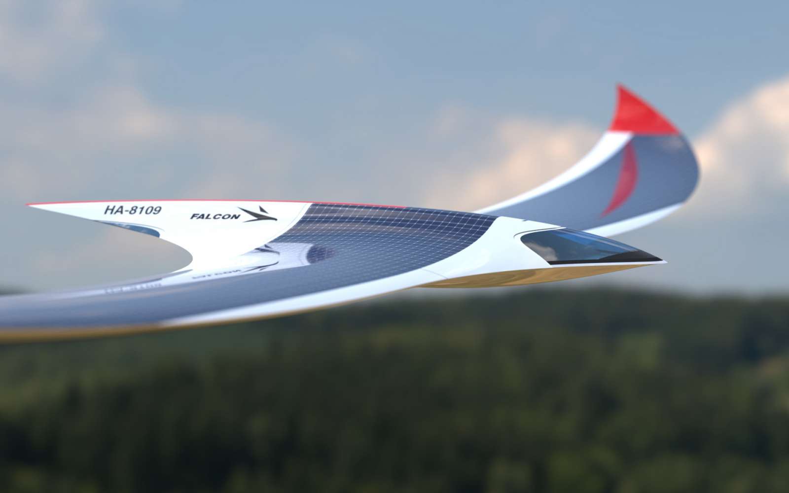 Séduisant, ce concept d’avion à énergie solaire conserve une grande part de mystère. © Lasko Design