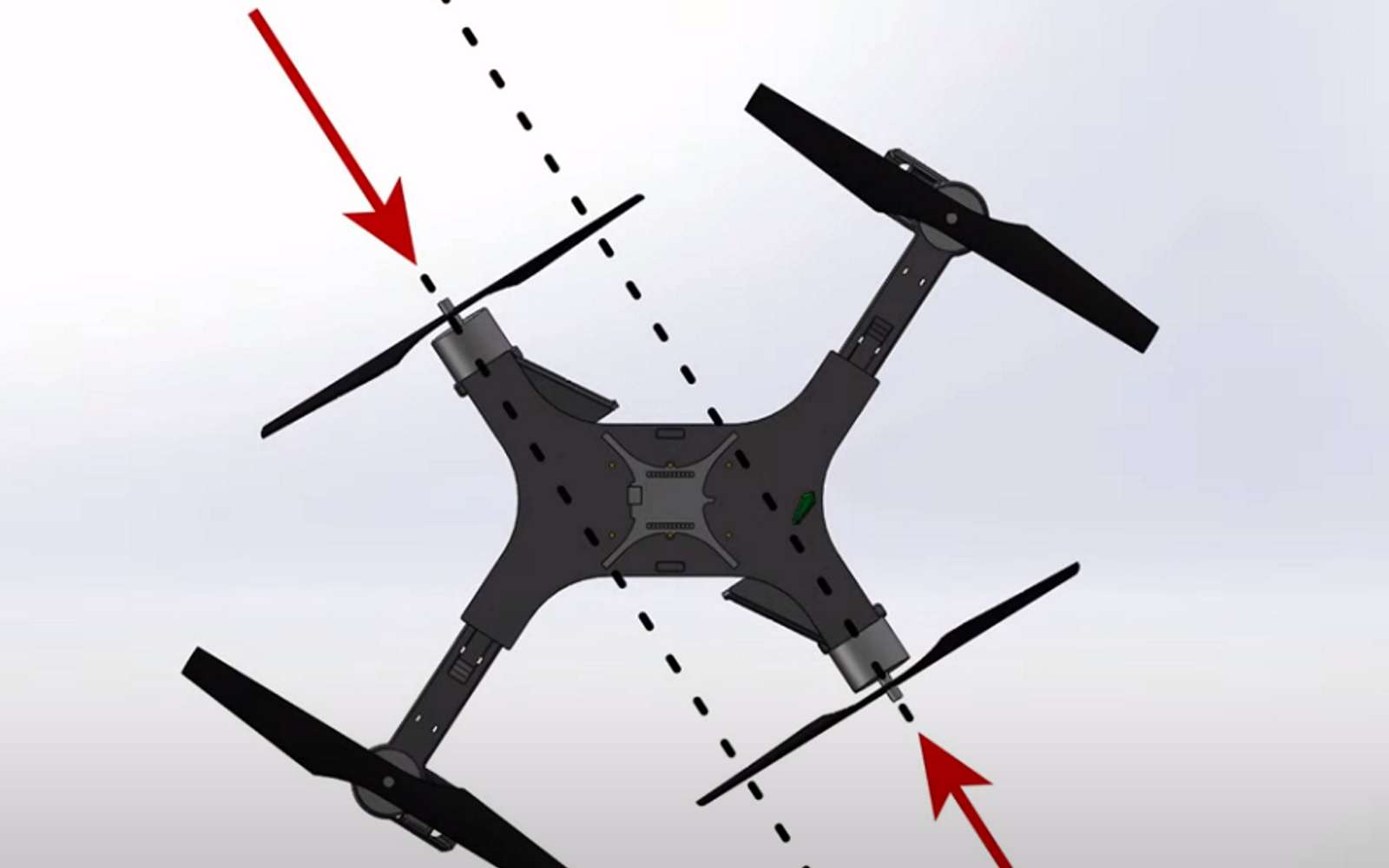 Le drone Midair peut modifier sa géométrie en vol en inversant la poussée de deux moteurs. © Université de Californie, Berkeley