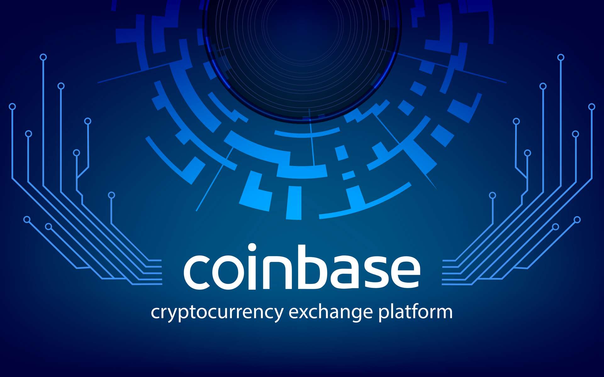 Représentation graphique du logo de Coinbase. Coinbase est l'une des trois plateformes de trading les plus populaires au monde. En 2022, Coinbase s'est offert une publicité lors du Super Bowl. © Vladimir Kazakov, Adobe Stock
