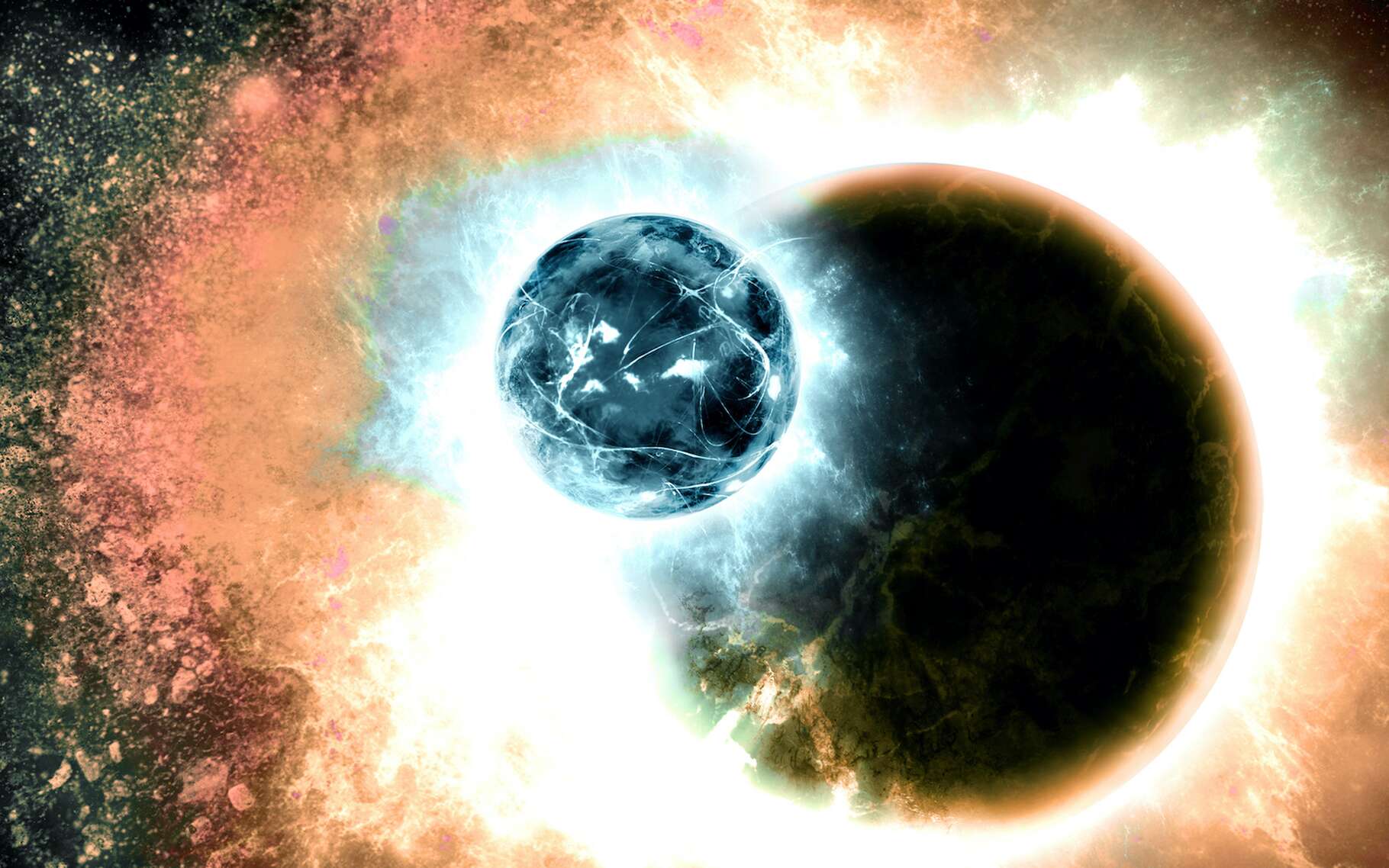 Des chercheurs du Massachusetts Institute of Technology (MIT, États-Unis) ont repéré, dans un système planétaire, une exoplanète qui a dû connaître un impact géant il y a relativement peu de temps. © MoVille, Adobe Stock