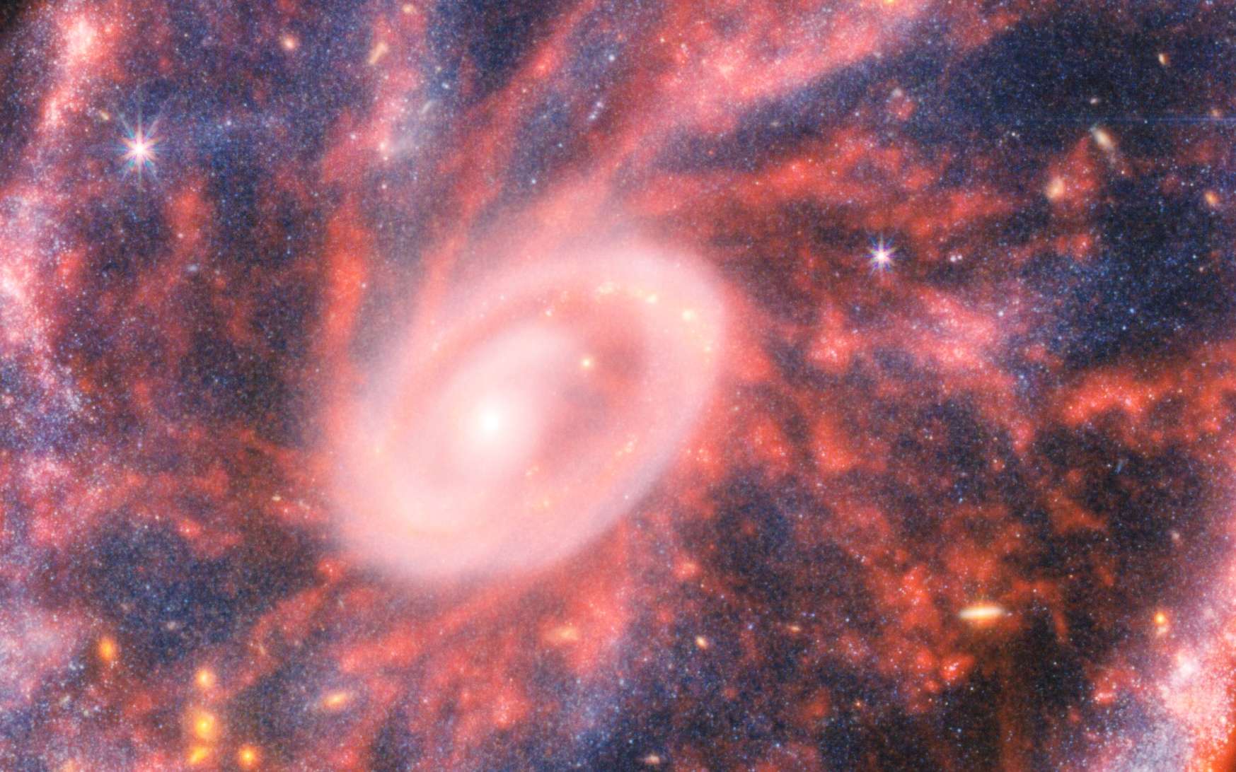 Détail de la galaxie de la Roue du Chariot photographiée par James-Webb. © Nasa, ESA, CSA, STScI, Webb ERO Production Team