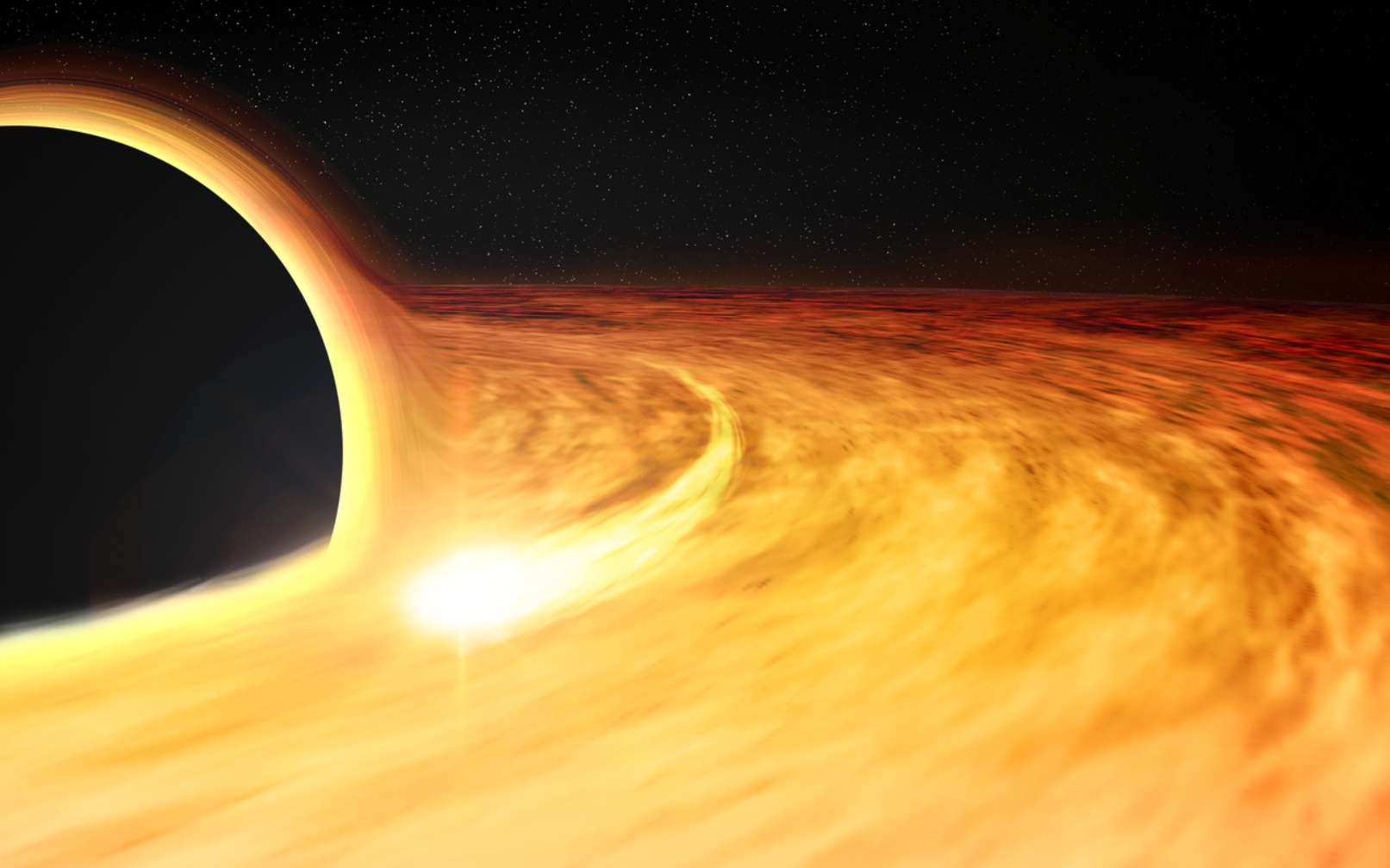 Une étoile géante rouge a survécu à un trou noir en devenant naine blanche