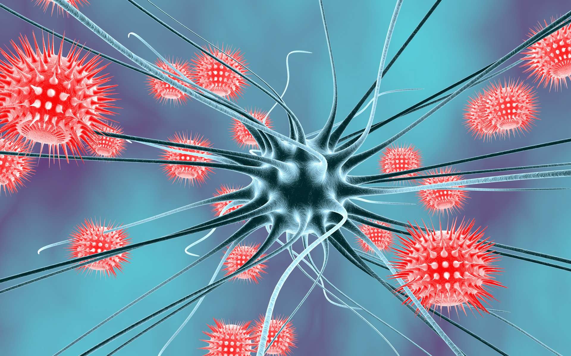 Illustration d'un virus infectant le système nerveux. © Kateryna Kon, Adode Stock