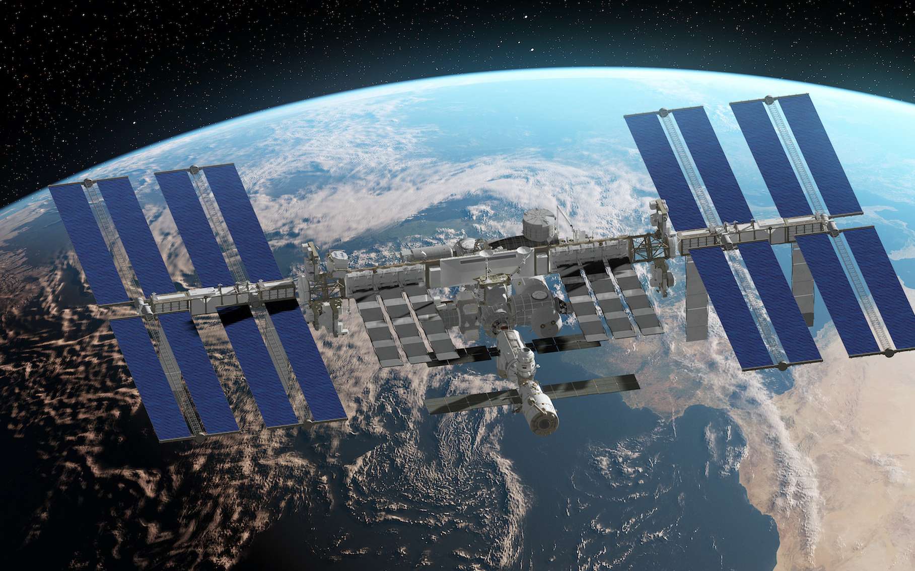 La construction de la Station spatiale internationale (ISS) a débuté en 1998. Mais l’ISS n’a accueilli son premier équipage qu’en 2000. © SciePro, Adobe Stock
