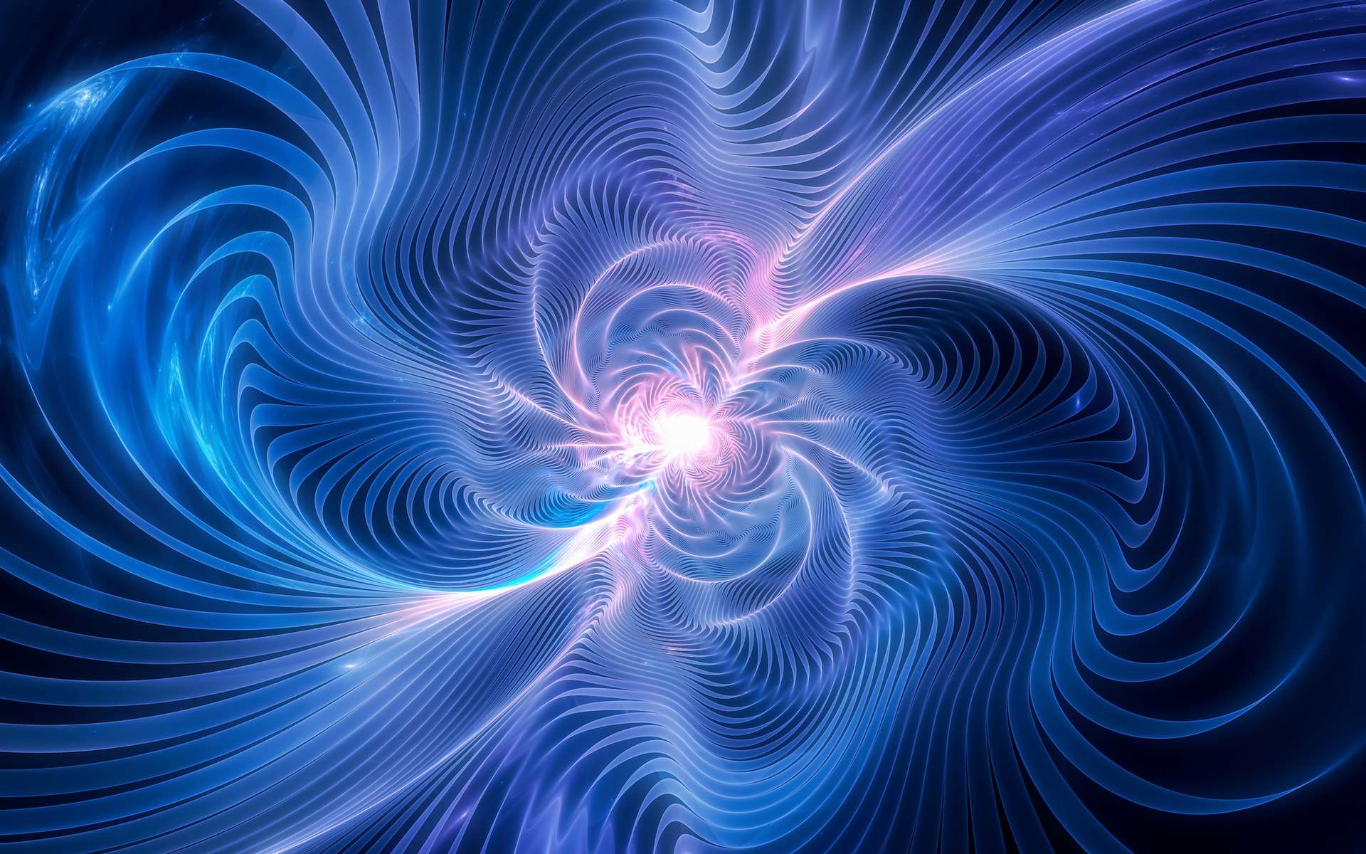 Illustration d'onde gravitationnelle secouant l'espace-temps. © akkmesterke, Adobe Stock