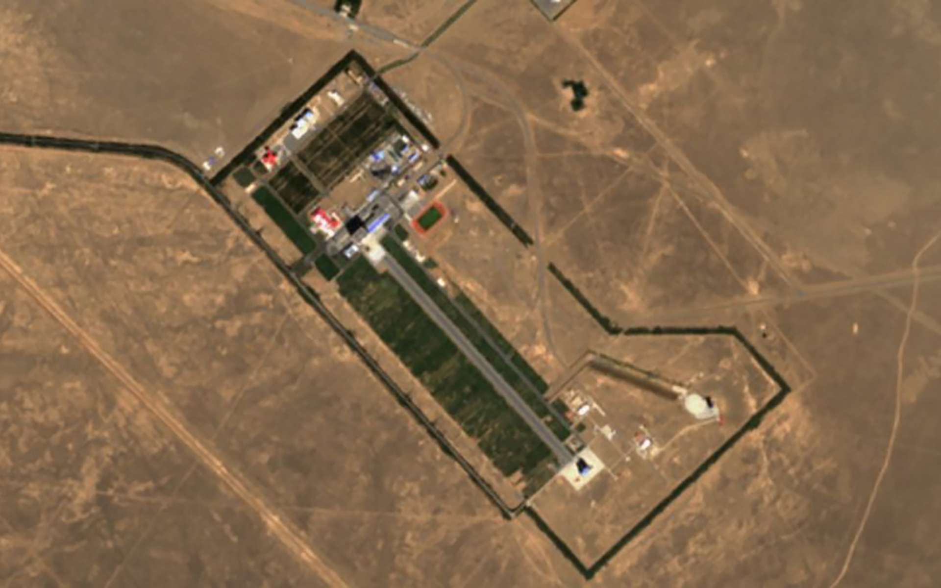 Image satellitaire de la base de lancement de Jiuquan. Cette image a été acquise par un satellite Sentinel 2 de l'Agence spatiale européenne. © ESA, Copernicus