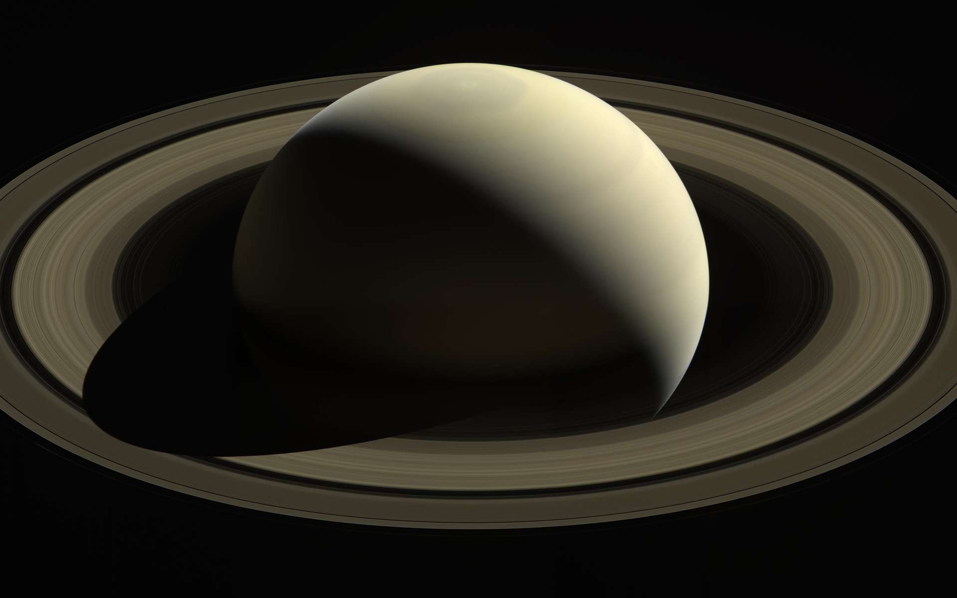 Vue d'ensemble de Saturne par la sonde Cassini. © Nasa, ESA, JPL-Caltech