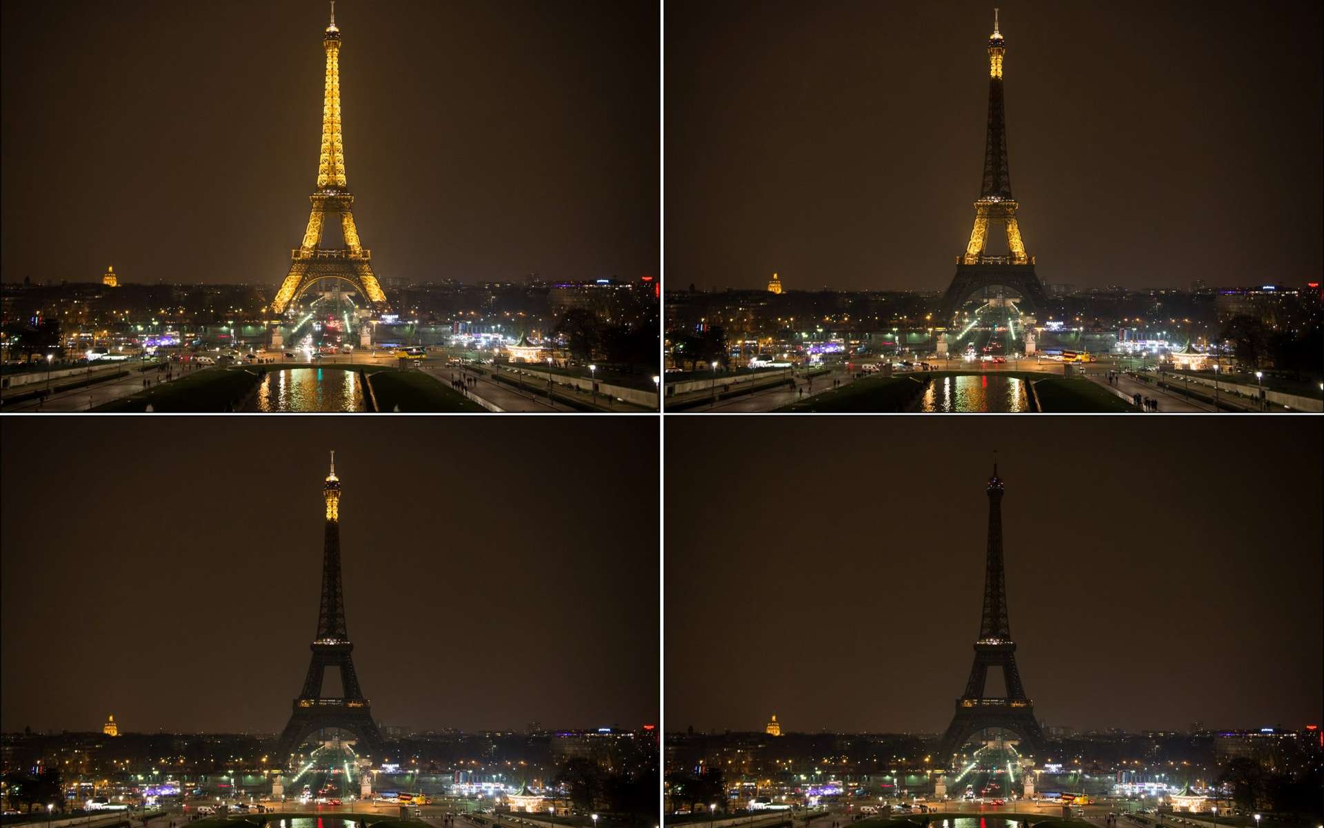 La tour Eiffel sera éteinte, mais durant cinq minutes seulement pour des raisons de sécurité. © AFP Photo Bertrand Langlois