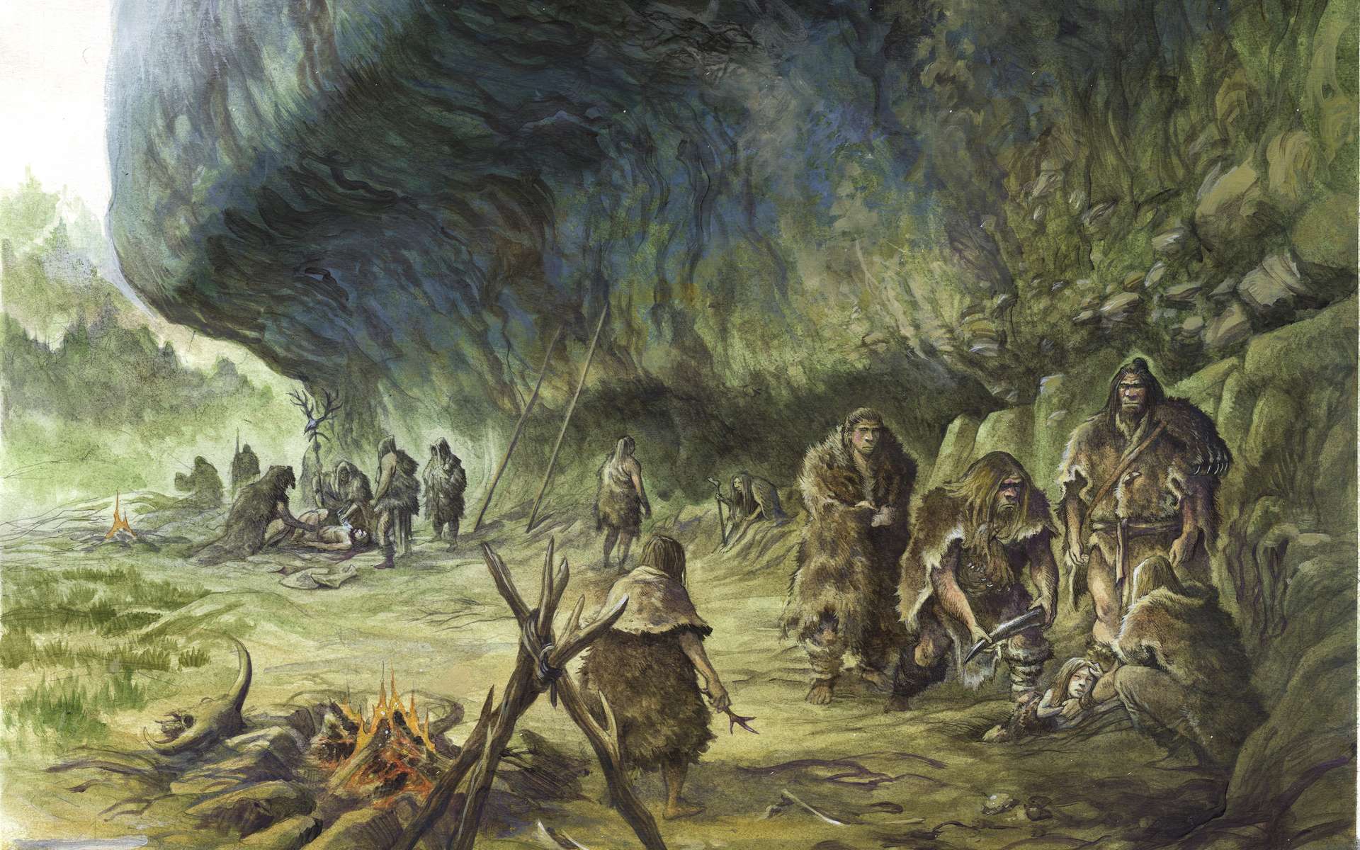 Les Néandertaliens vivaient en petits groupes de 30 à 110 individus. © Emmanuel Roudier