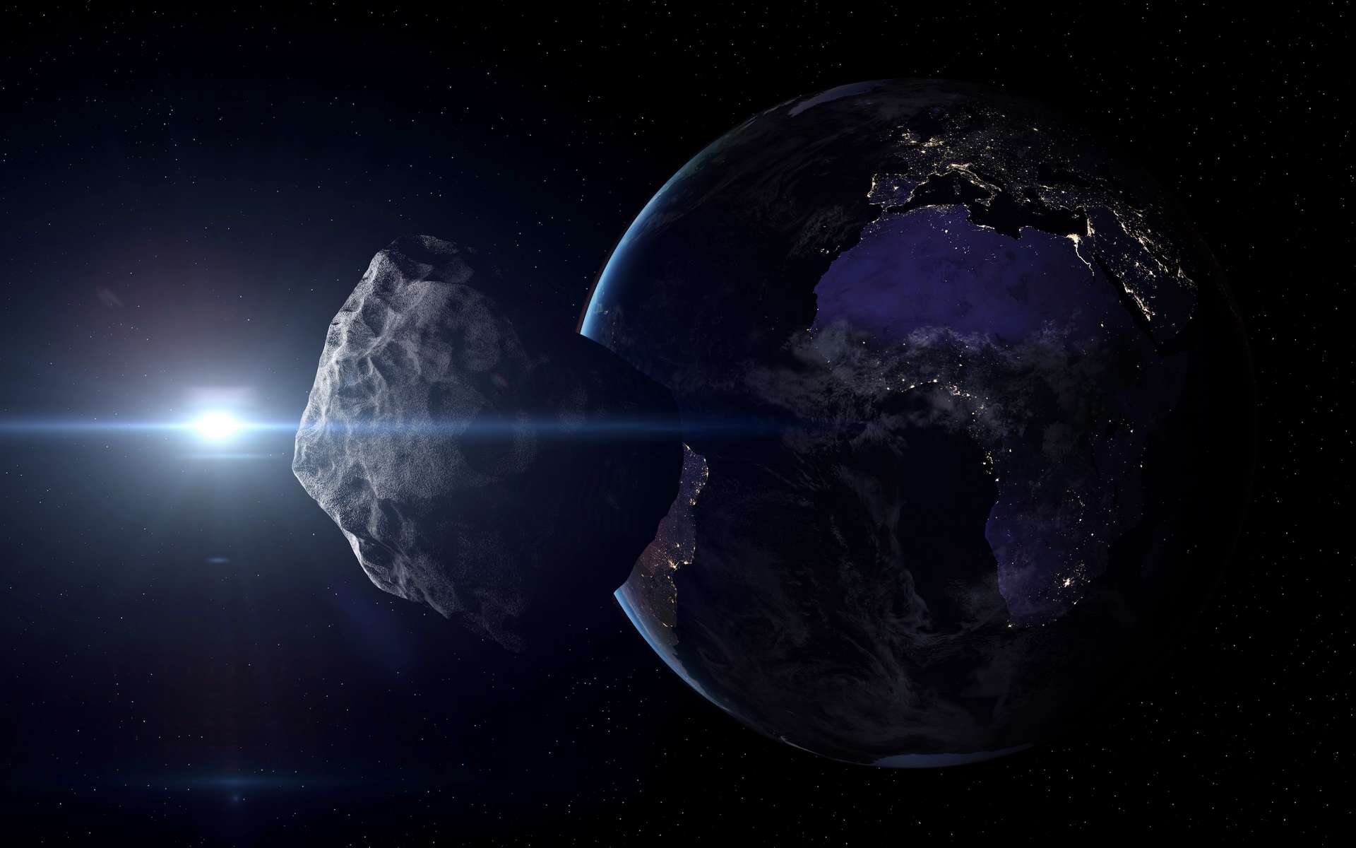 Illustration d'un astéroïde géocroiseur. © revers_jr, Adobe Stock