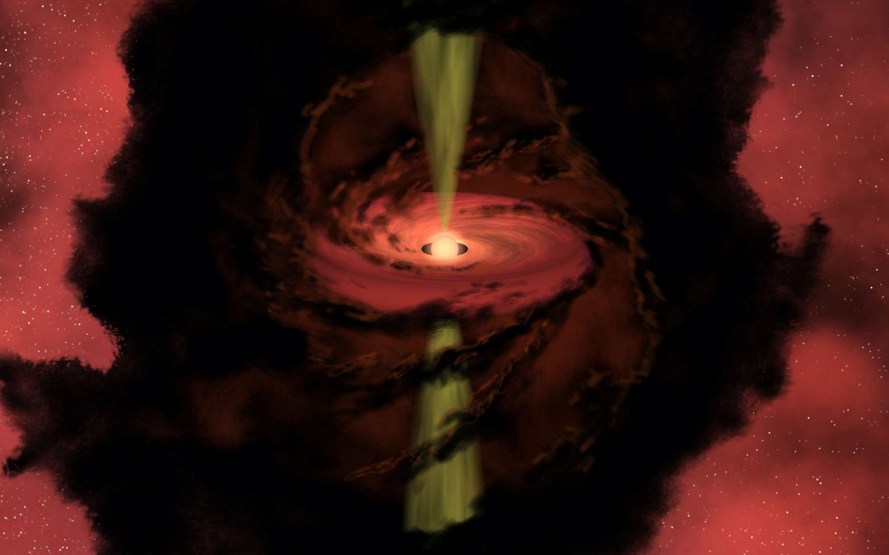 Une vue d’artiste de la naissance d’une étoile. © R. Hurt, Nasa, JPL-Caltech