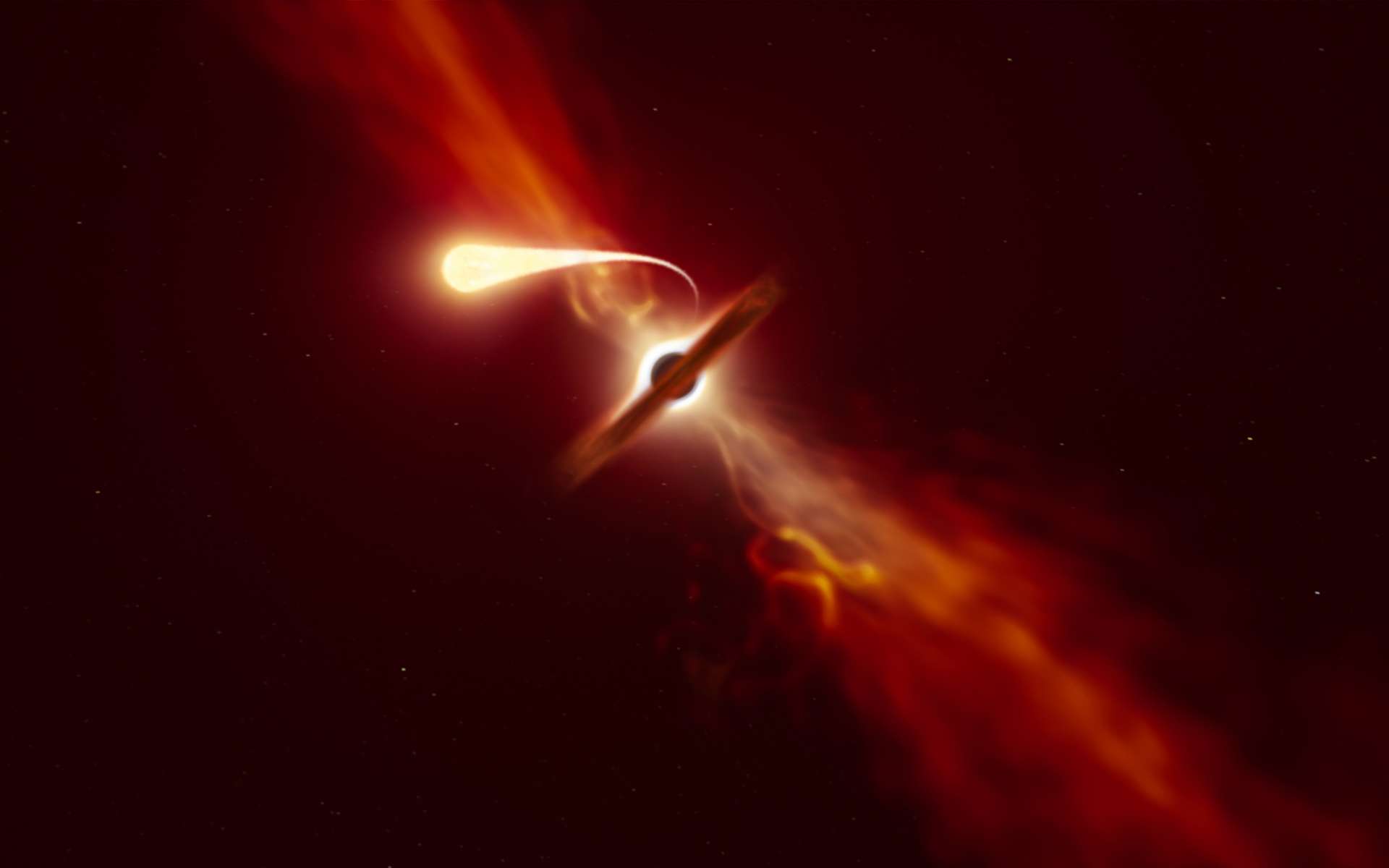 Des détails sans précédent de la « spaghettification » d'une étoile déchiquetée par un trou noir !