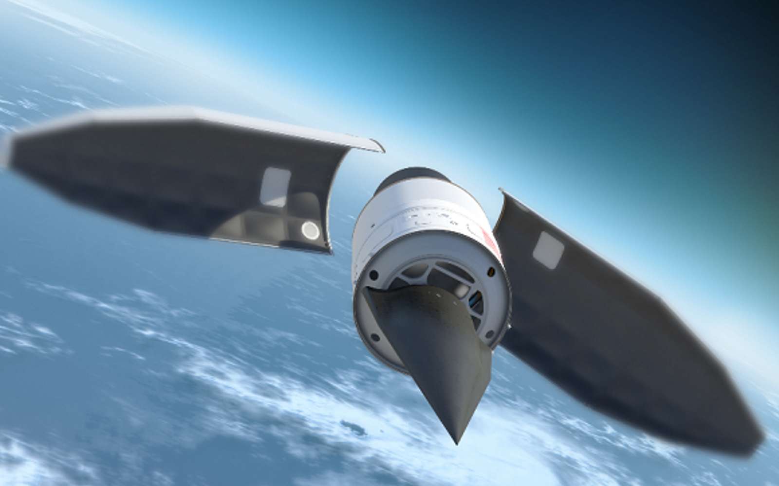 Un planeur hypersonique utilisé comme arme est difficile à intercepter en raison de ses déplacements imprévisibles. © Darpa