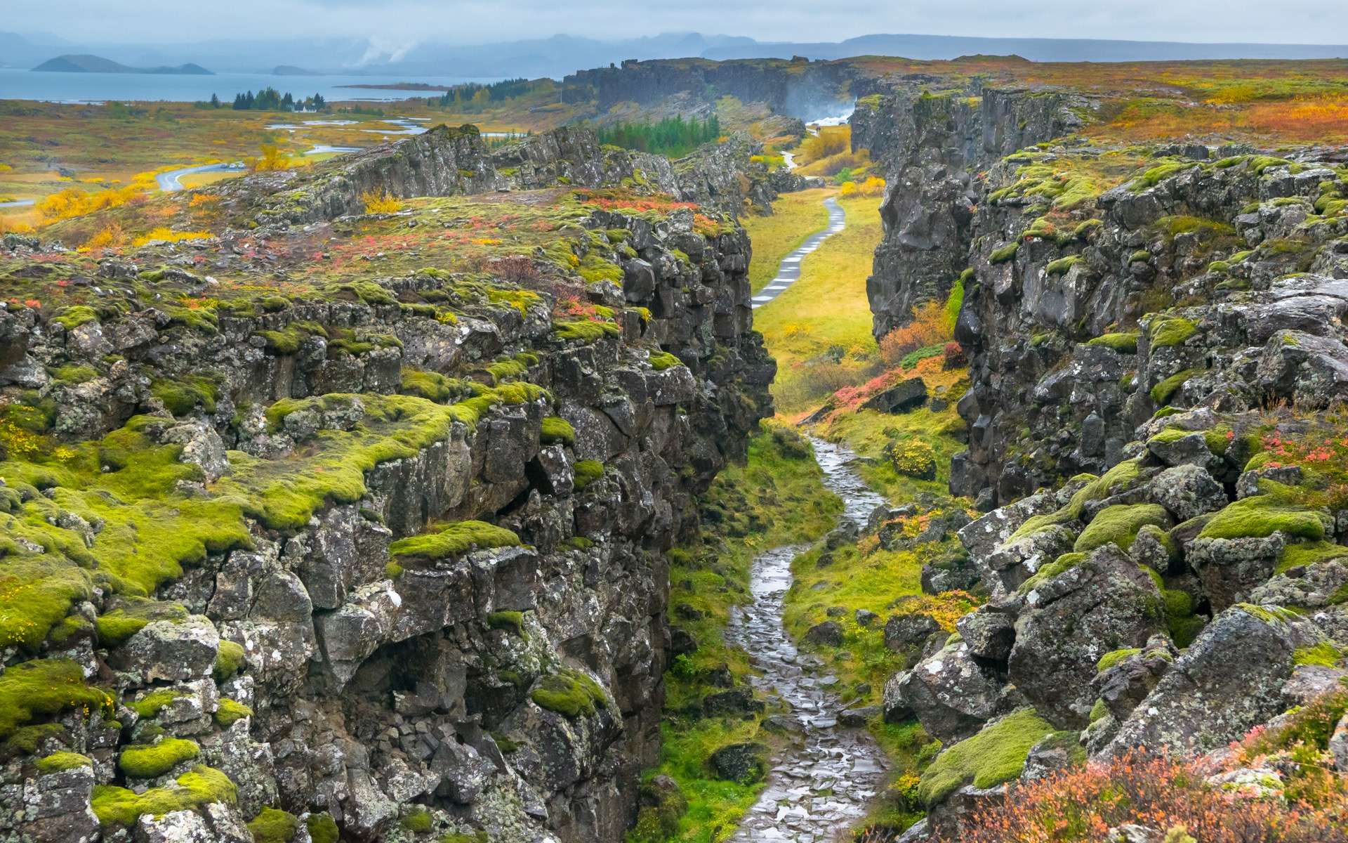 Les plaques tectoniques eurasienne et nord-américaine, Parc national de Thingvellir (Islande). © Nido Huebl