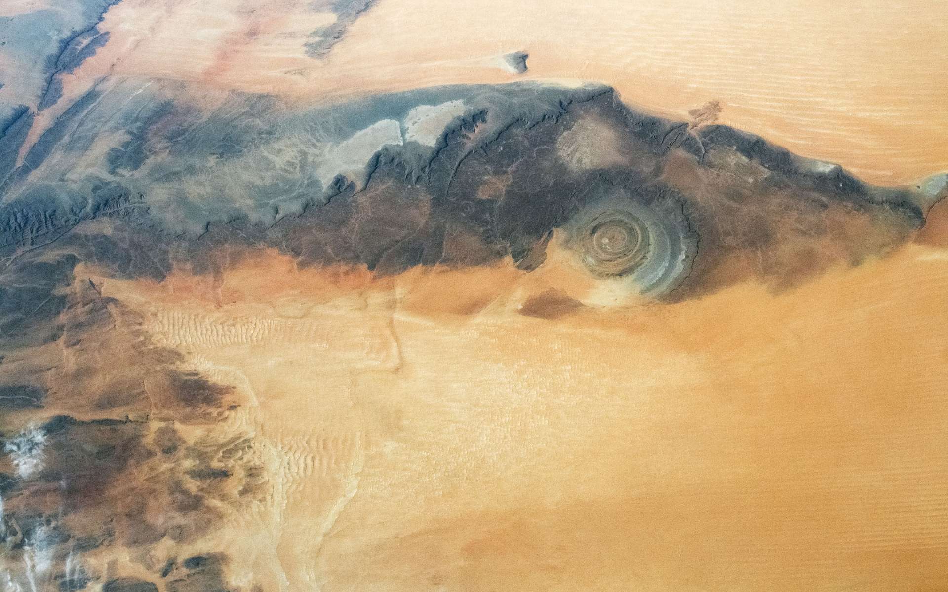 L'œil du Sahara vu de l'espace. © Nasa
