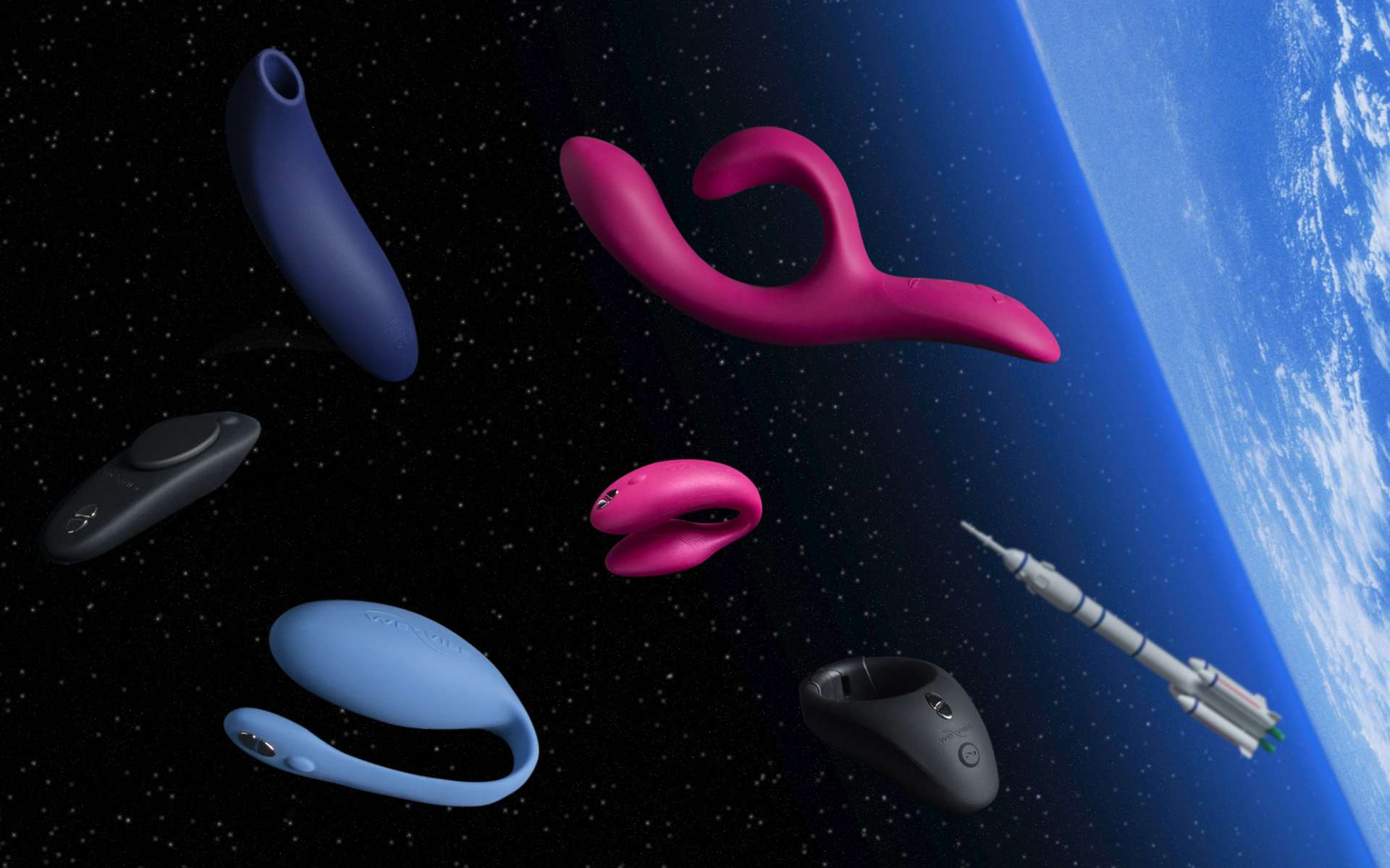 Illustration de produits dédiés au plaisir de la société We-Vibe qui participe à une étude sur la sexualité dans l'espace. © We-Vibe