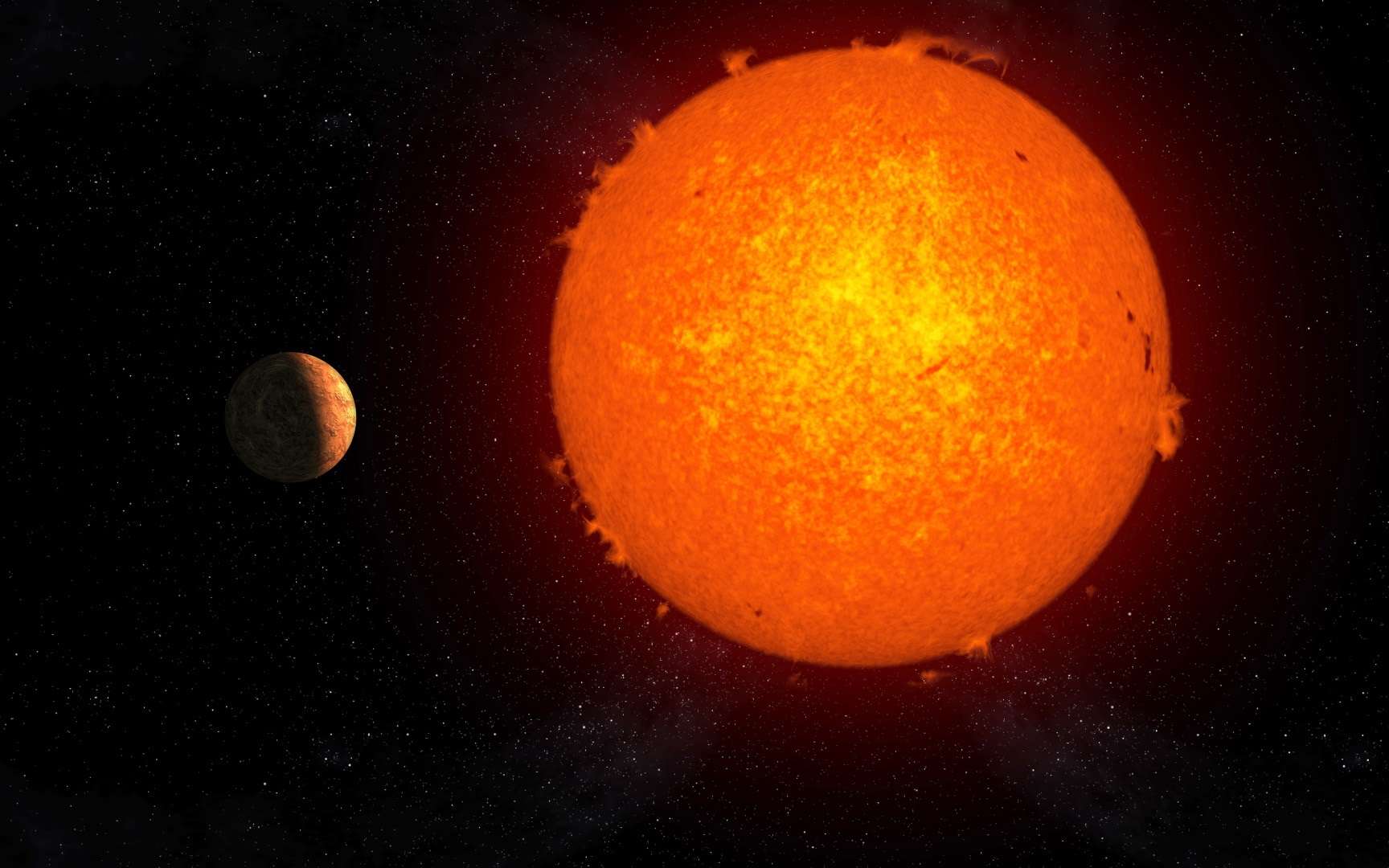 Vue d'artiste de Proxima Centauri b, orbitant autour de son étoile. © Gabriel Pérez Díaz, SMM (IAC)
