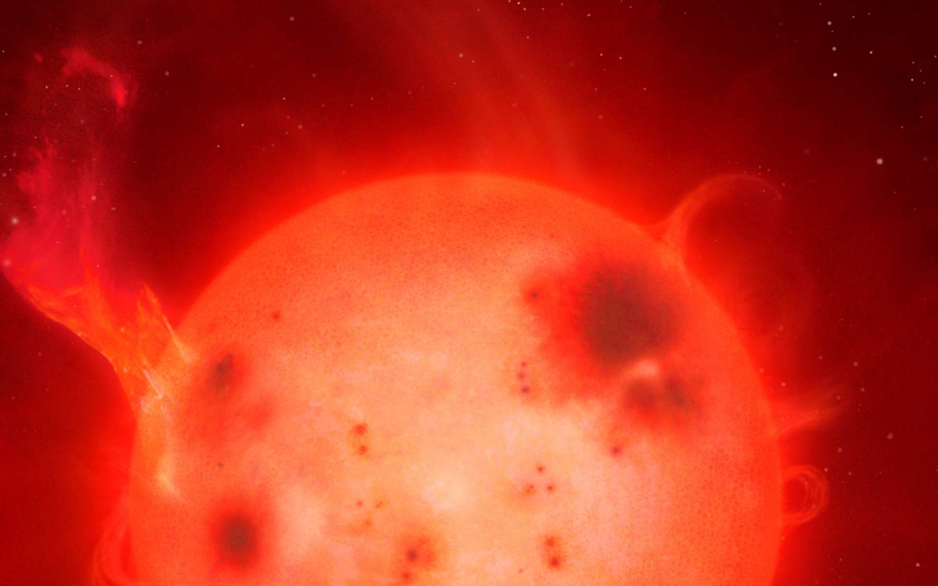 Les naines rouges sont des étoiles qui restent turbulentes durant des milliards d'années. © University of Warwick, Mark Garlick