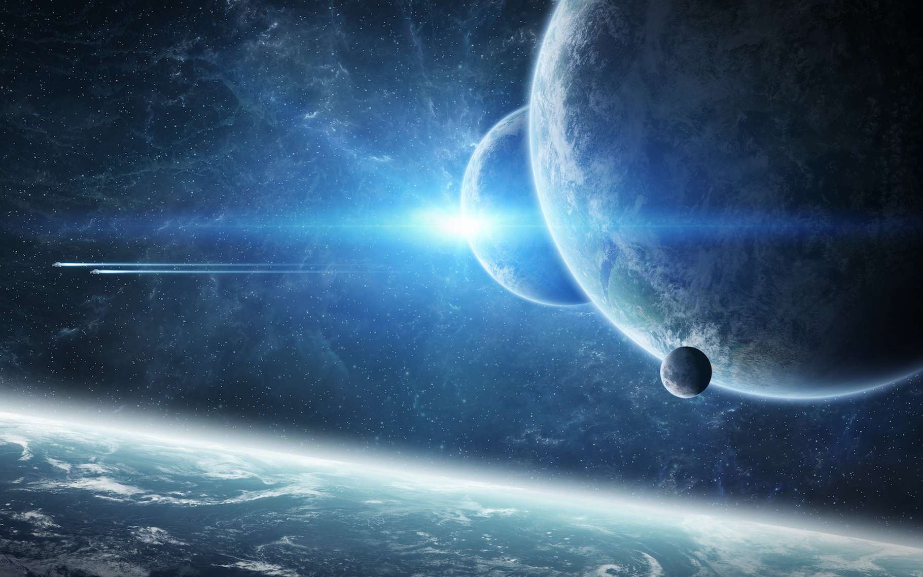 Une vue d'artiste d'un système d'exoplanètes. © sdecoret, Adobe Stock