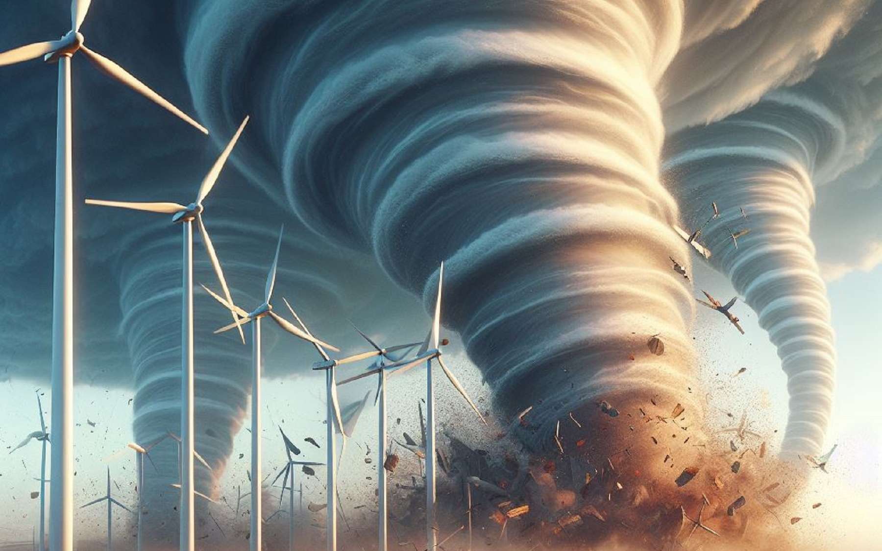 Images très impressionnantes d'une tornade multi-vortex qui pulvérise des éoliennes aux États-Unis !