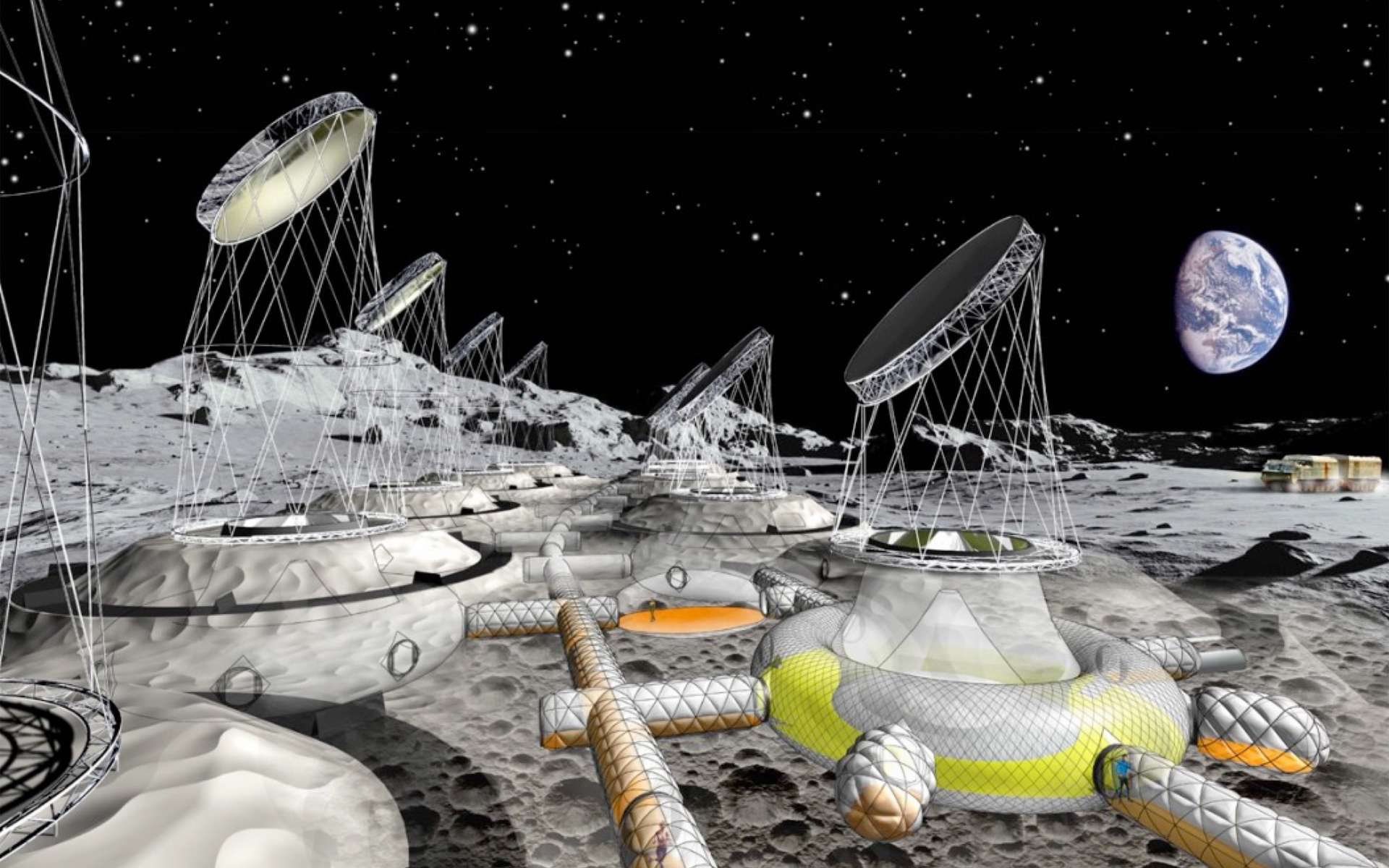 Des habitations gonflables avec des miroirs solaires pour les futurs villages sur la Lune