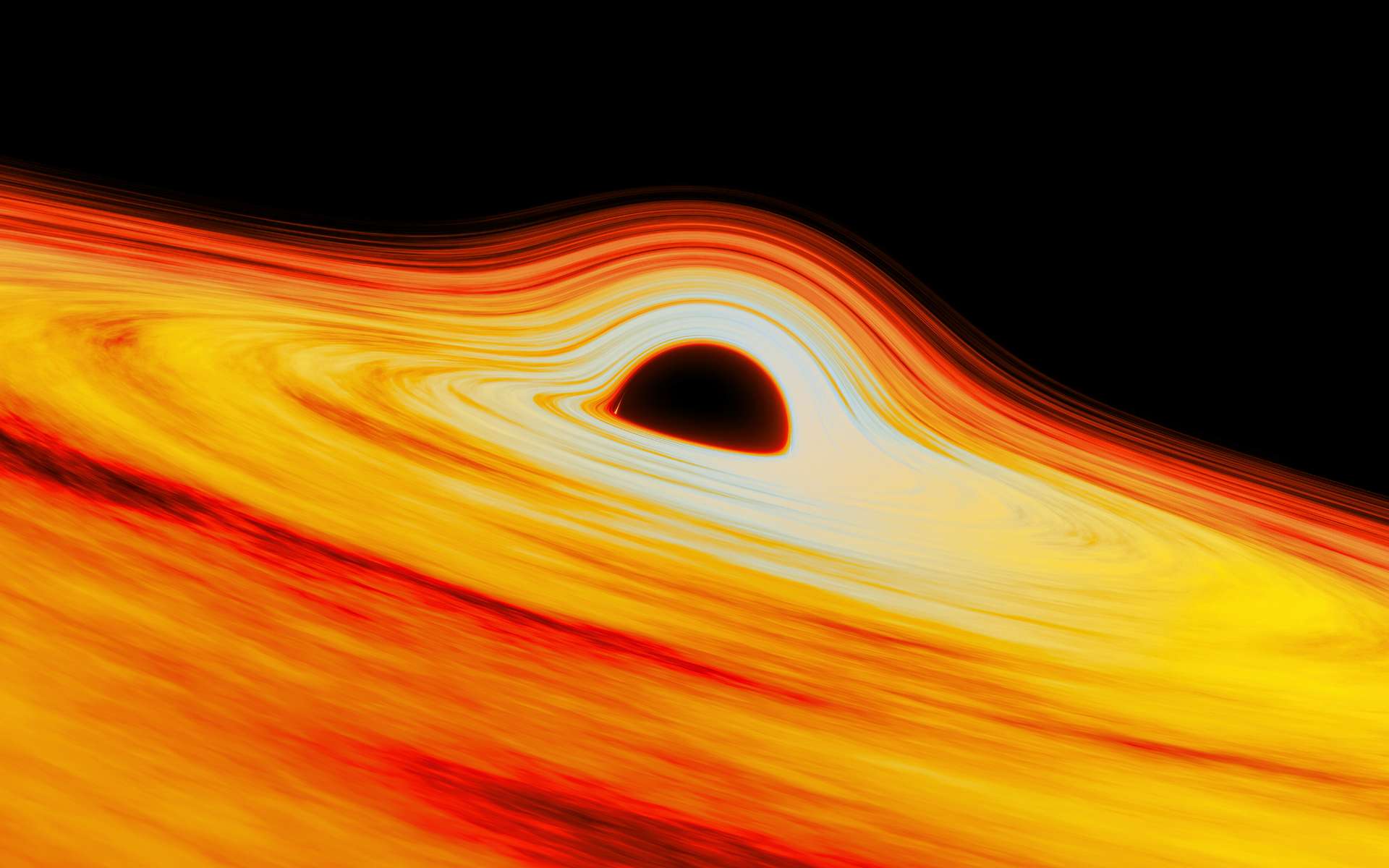 Illustration de Sagittarius A*, le trou noir supermassif qui trô,e au centre de la Voie lactée. © International Gemini Observatory, NOIRLab, NSF, AURA, J. da Silva, (Spaceengine)