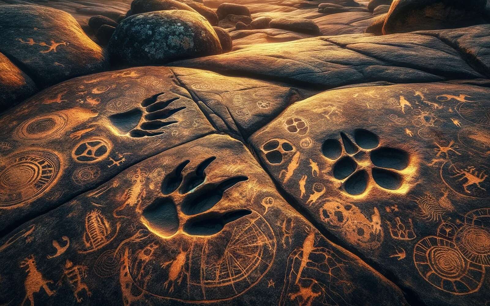 Découverte unique au monde de gravures préhistoriques avec des empreintes de dinosaures !