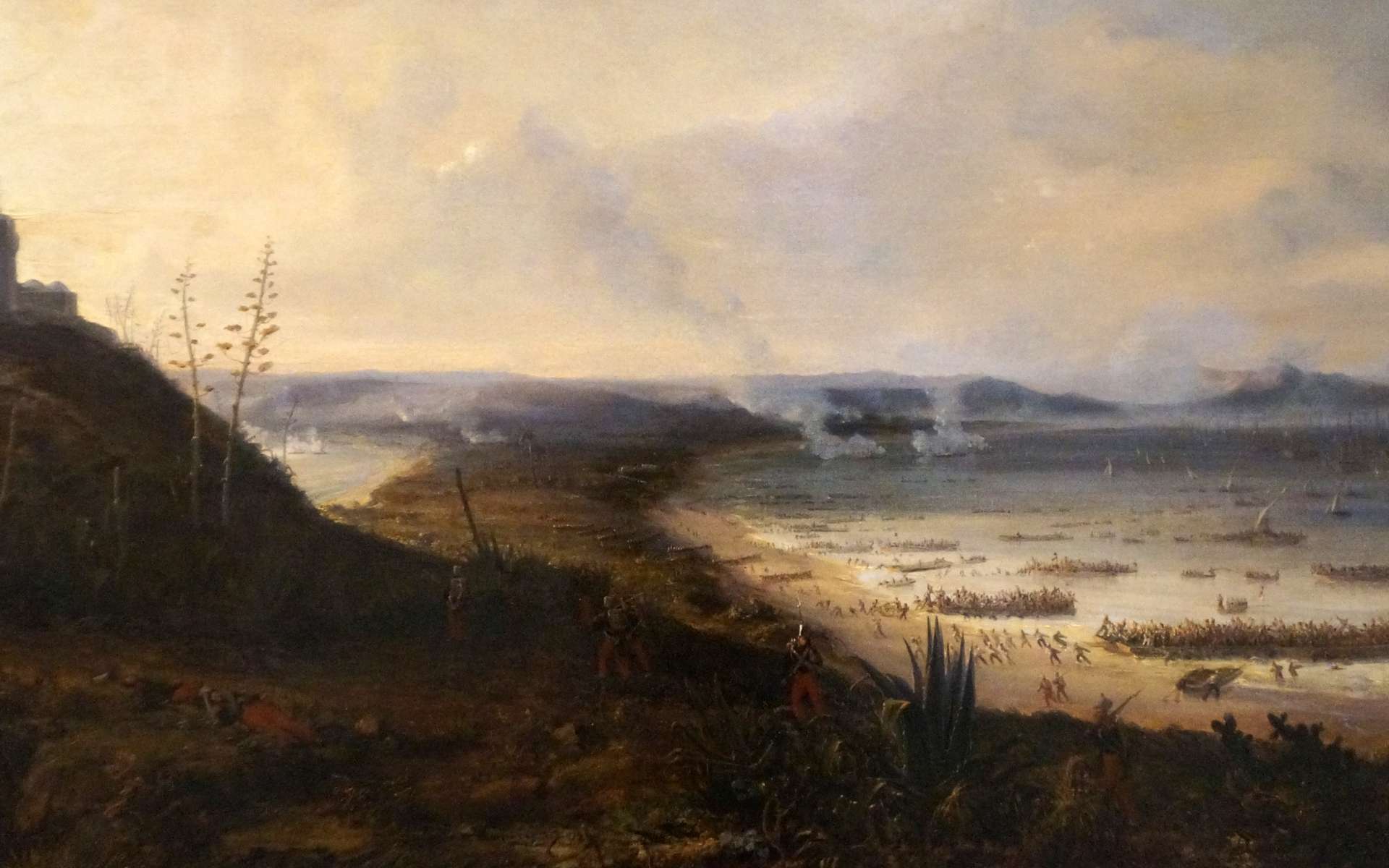 Débarquement de l'armée française près d'Alger, plage de Sidi Ferruch, 14 juin 1830 ; par Pierre Julien Gilbert, 1836. © Wikimedia Commons, domaine public.