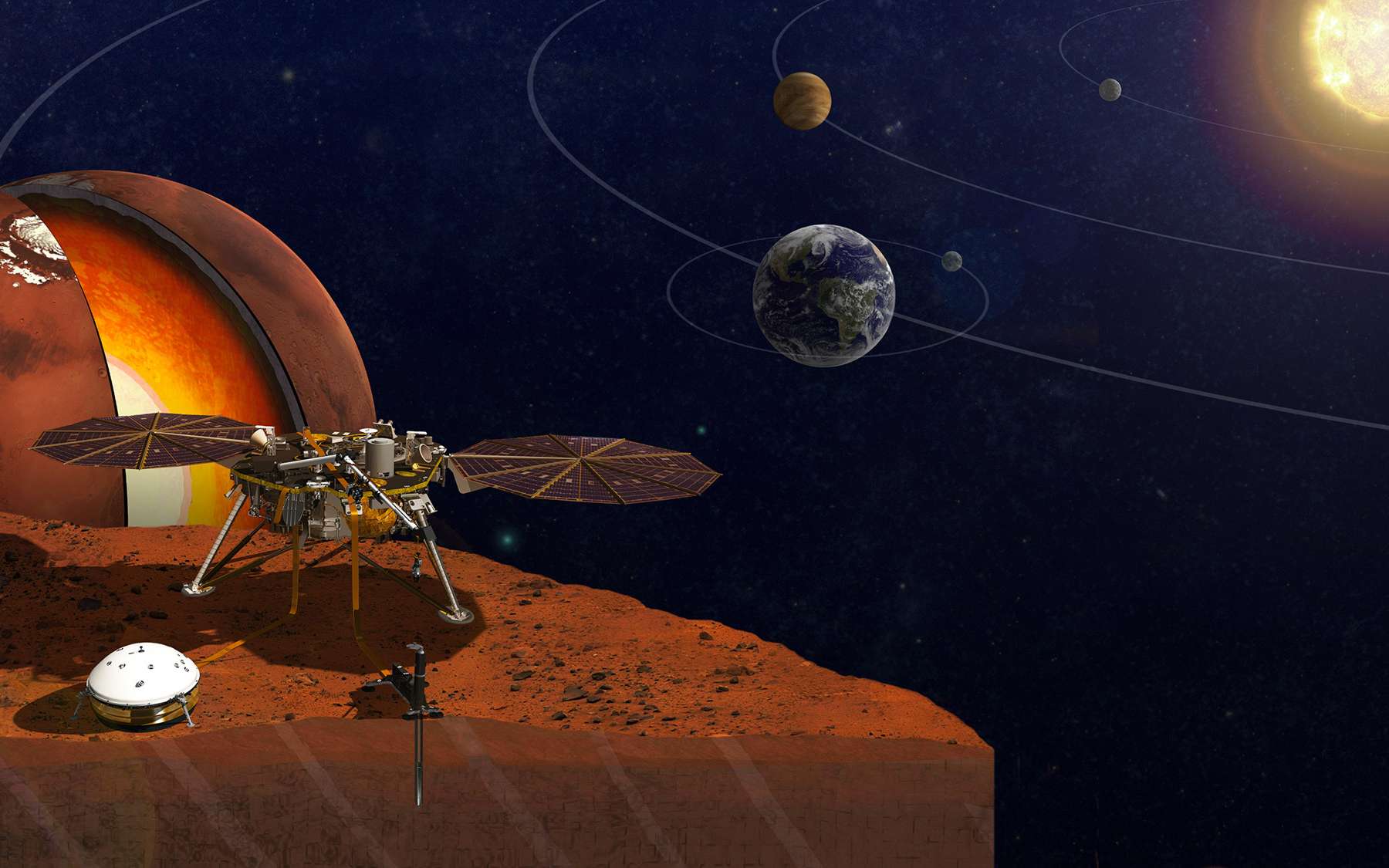 La mission InSight de la Nasa. © JPL-Caltech