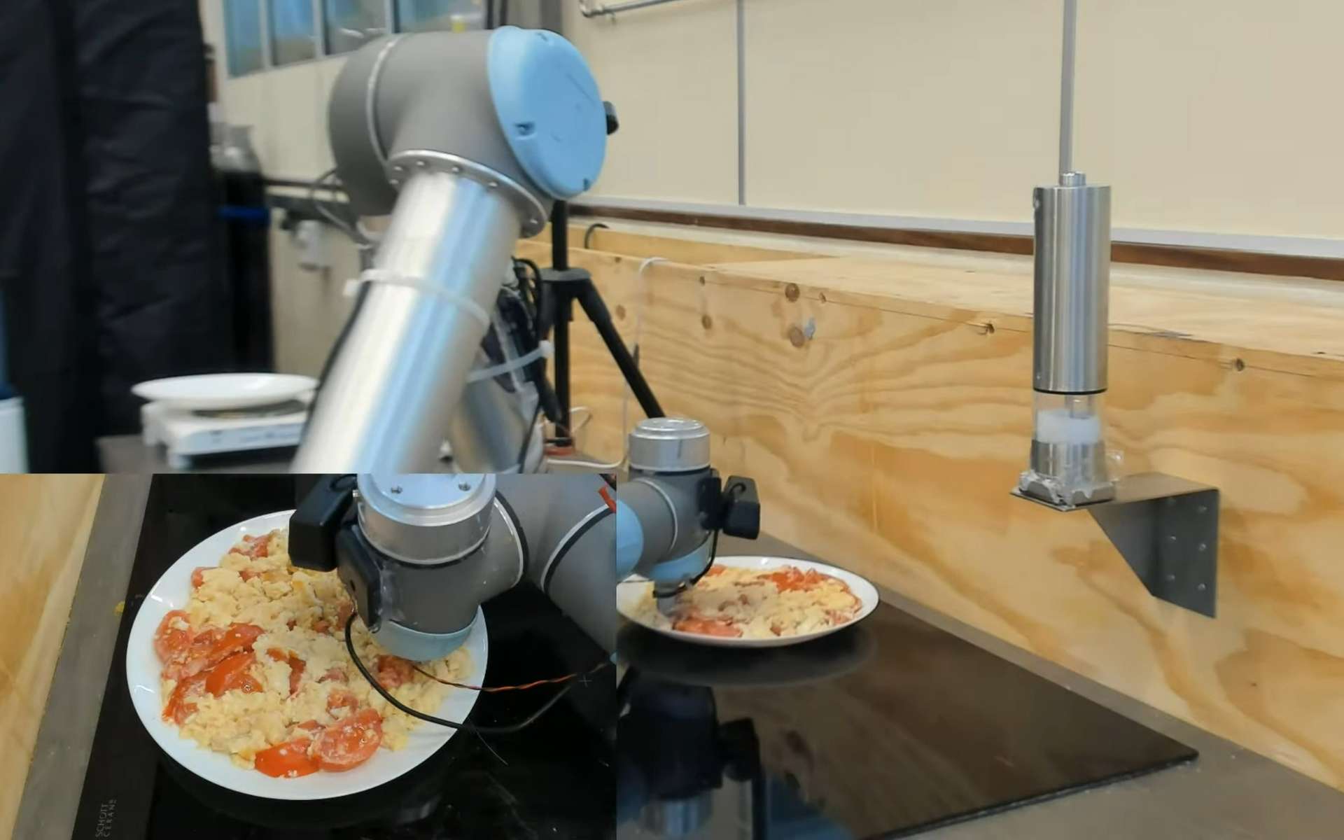 Le robot utilise une sonde de conductivité pour évaluer la teneur en sel du plat. © Université de Cambridge