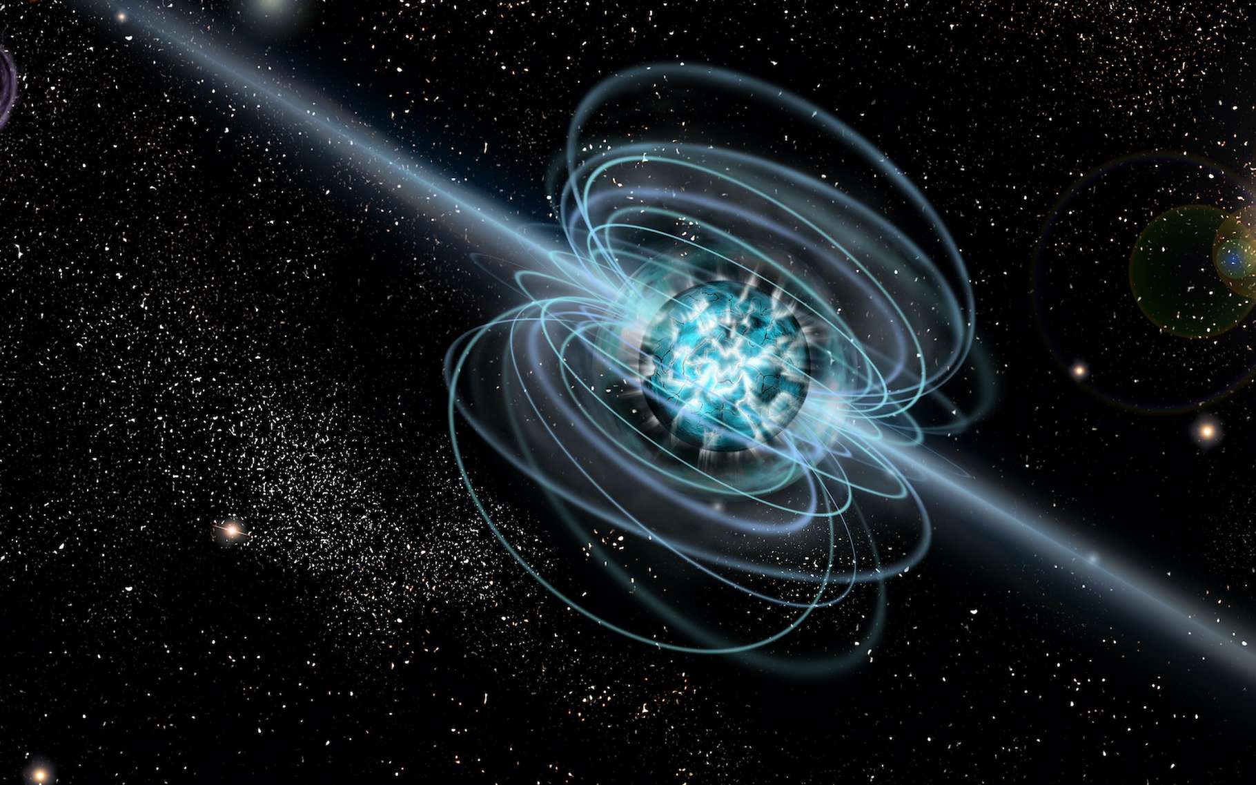 Des astronomes ont pu analyser dans le détail l’éruption d’un magnétar situé en dehors de la Voie lactée. © dracozlat, Adobe Stock