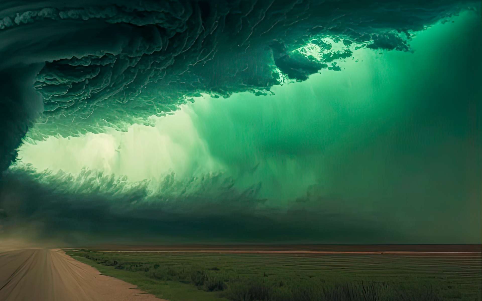 Un extraordinaire orage vert émeraude au Texas