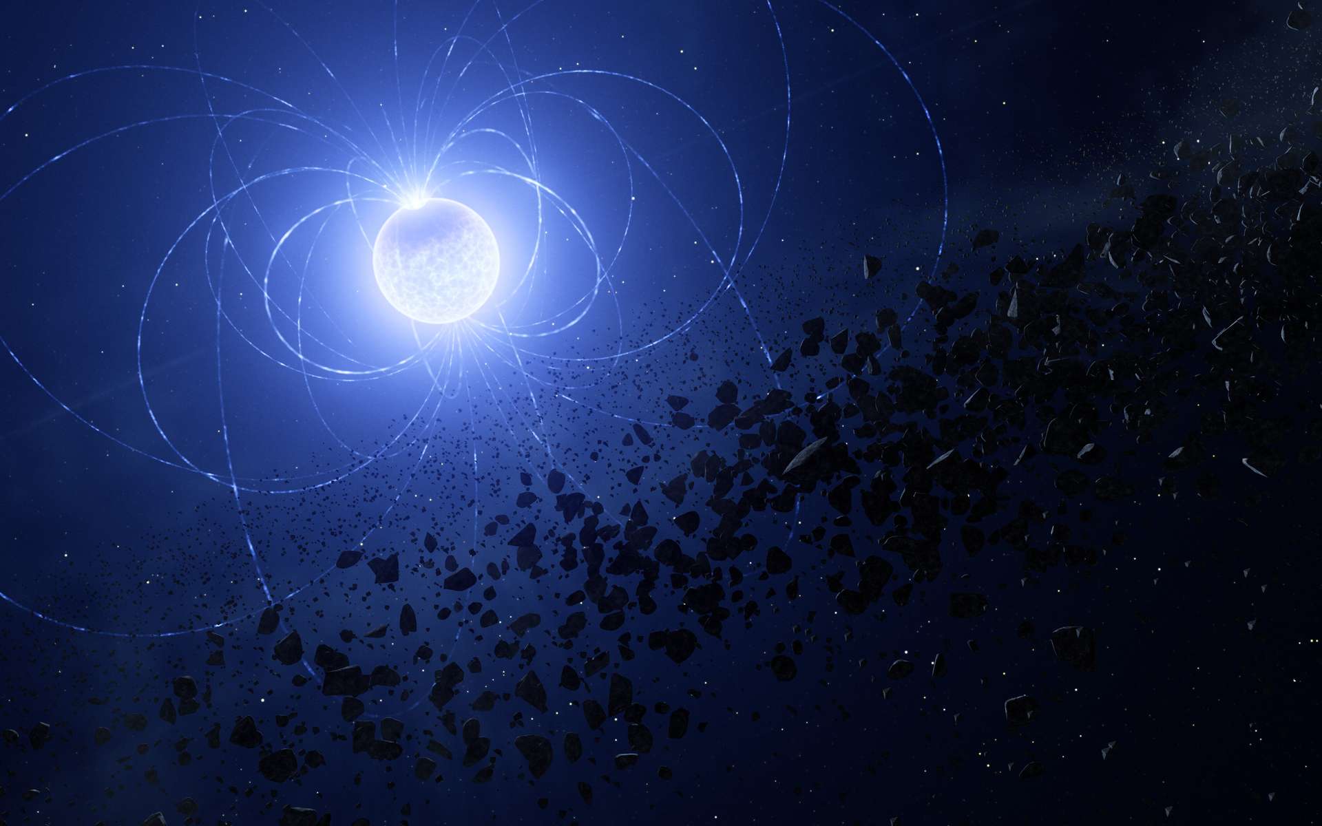 Une étoile naine blanche pourrait cannibaliser les restes d'une exoplanète avec son champ magnétique