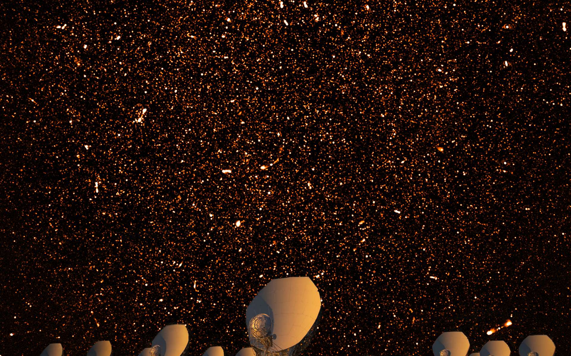 Cette image montre la première détection d'onde radio provenant de galaxies lointaines. © Sarao, NRAO, AUI, NSF