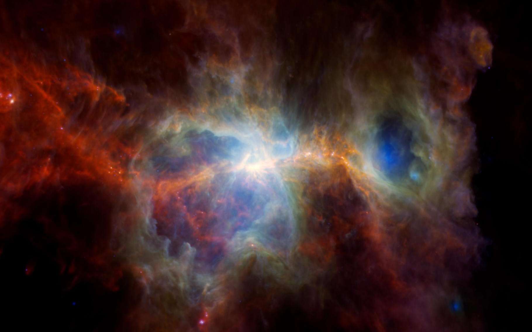La magnifique nébuleuse d'Orion sondée en profondeur par 3 télescopes spatiaux de la Nasa et de l'ESA
