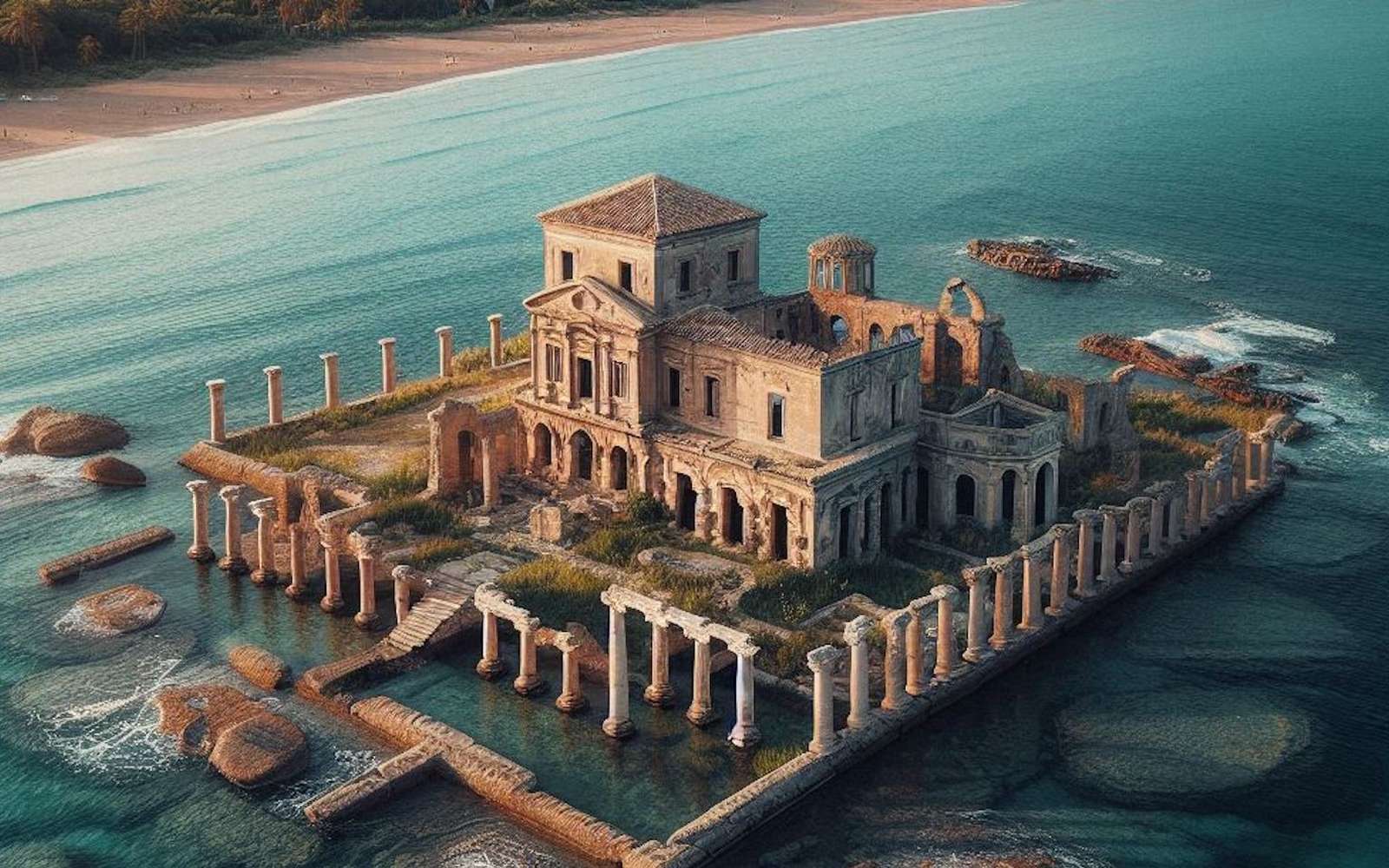 Les ruines d'une structure circulaire découverte au large des côtes italiennes