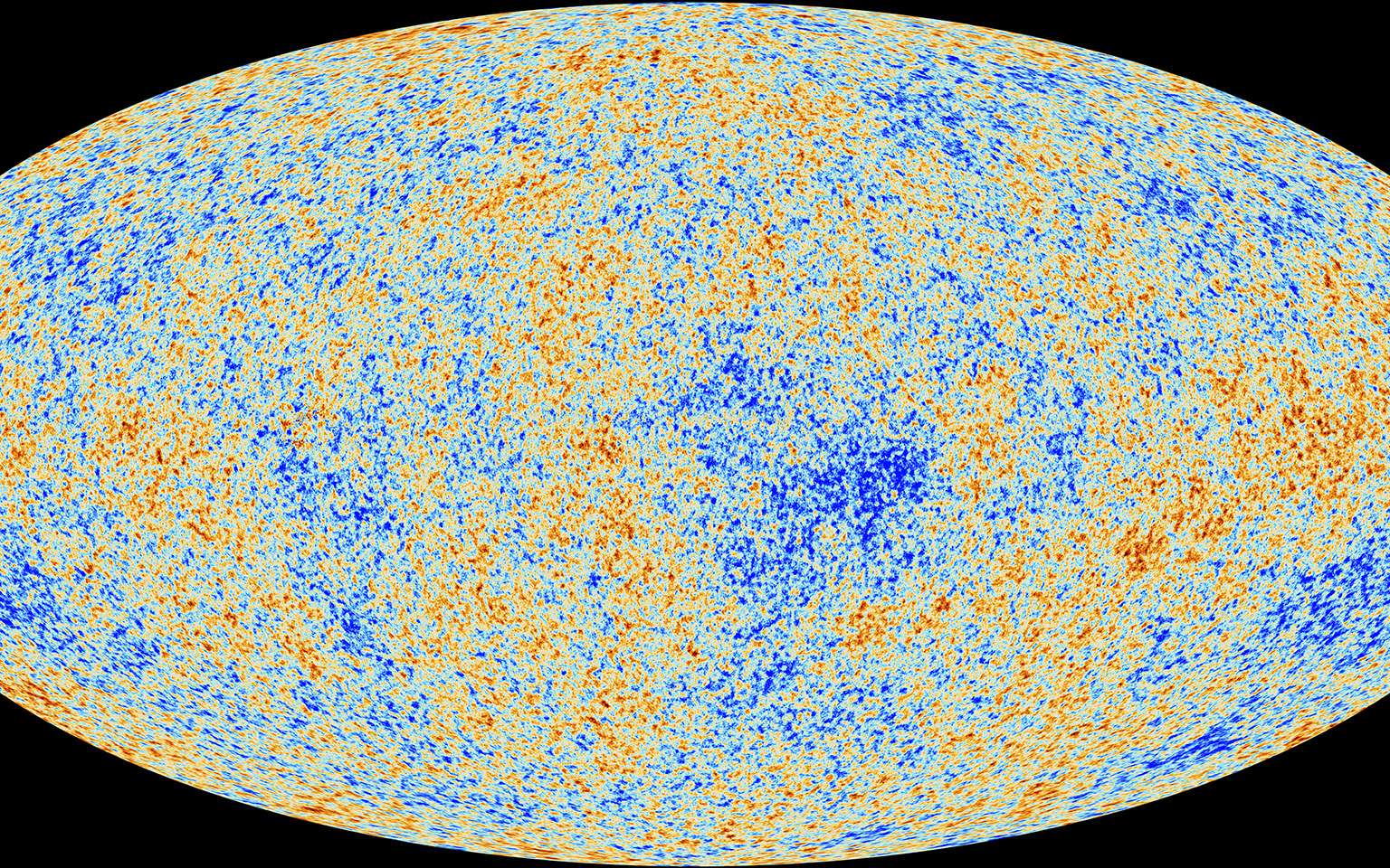 Cette image du rayonnement fossile observé par Planck correspond presque à l’horizon cosmologique et en tout cas est directement liée a la taille de l’univers visible avec des photons. © Esa, Planck Collaboration