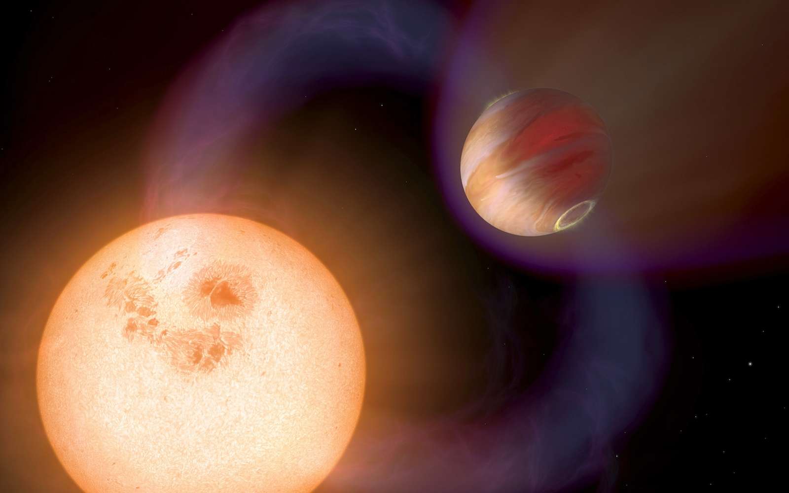 La majeure partie des exoplanètes sous forme de géante gazeuse détectée à ce jour est sous forme de Jupiter chaude comme le montre cette vue d'artiste. Mais on sait qu'il en existe qui sont froides. © Nasa, Esa A. Schaller