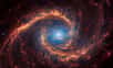 NGC 1566 est une galaxie spirale dans la constellation de la Dorade. Elle a été découverte par l'astronome écossais James Dunlop en 1885. C'est la galaxie de Seyfert la plus brillante de l'hémisphère sud et elle est ici imagée dans l'infrarouge par le télescope James-Webb. © Nasa