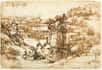 Le paysage de la vallée de l'Arno ou Le paysage (Il Paesaggio) est un dessin de Léonard de Vinci daté de 1473, conservé à la Galerie des Offices de Florence. © DP