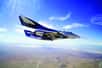 Le SpaceShipTwo (VSS Unity) au-dessus de l'aéroport et port spatial de Mojave. © Virgin Galactic